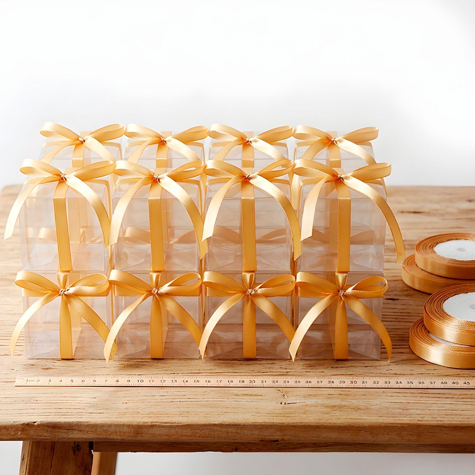 Cajas Regalo Plastico 50u Lazo Cinta Souvenirs Dulces 7cm-5