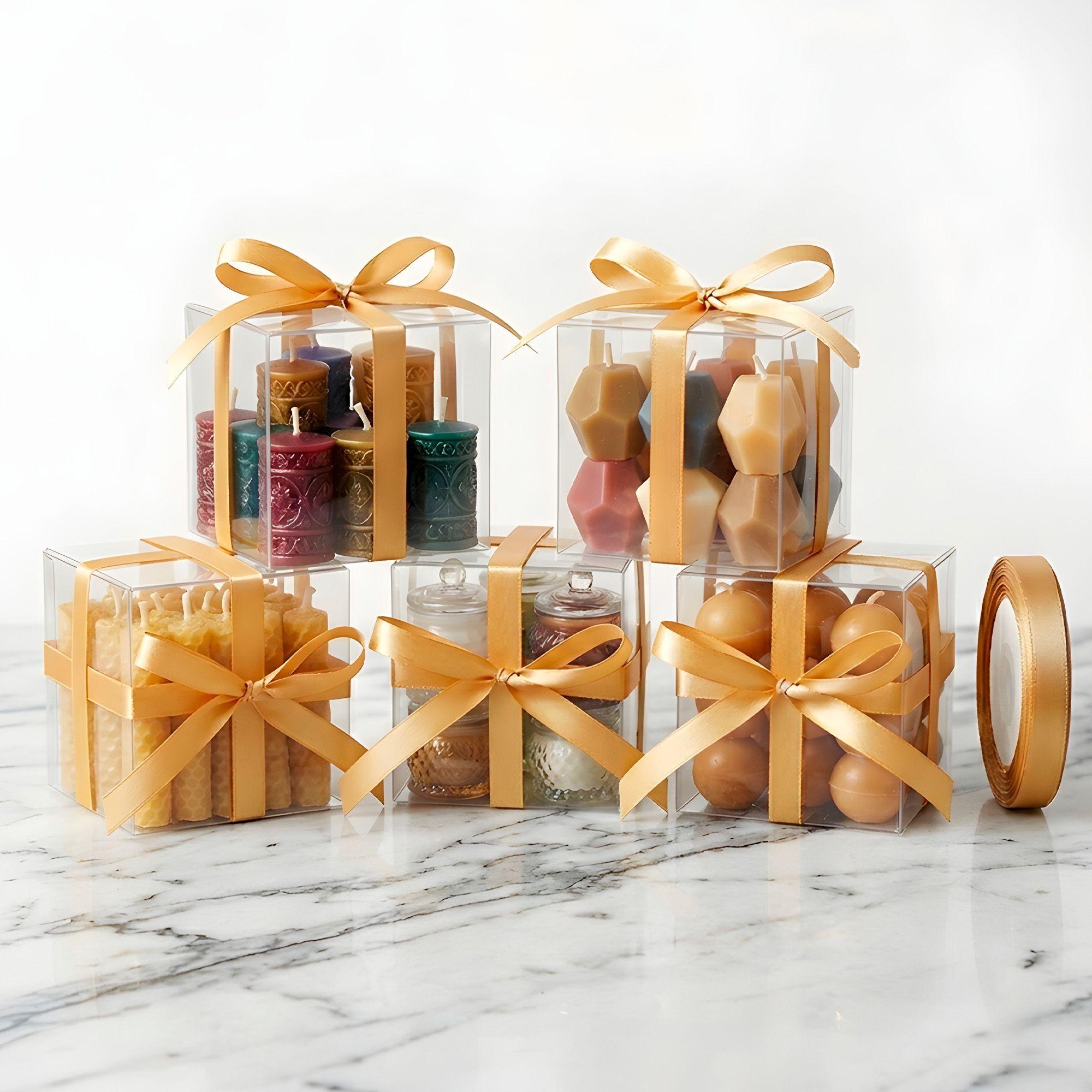 Cajas Regalo Plastico 50u Lazo Cinta Souvenirs Dulces 7cm-9