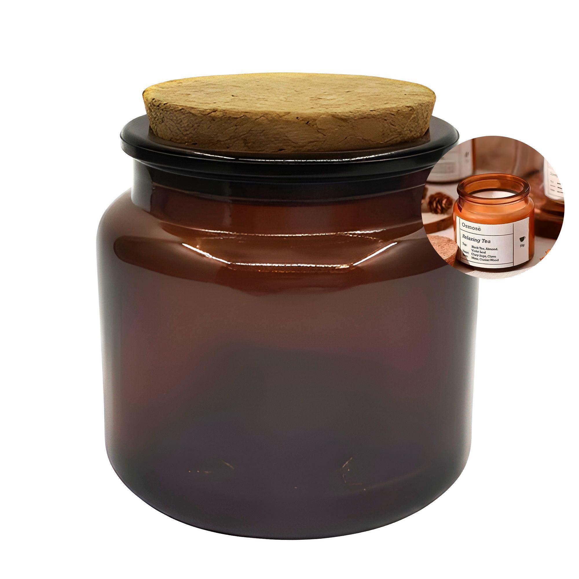 12 Frascos Porta Vela Vidrio Tapa De Corcho 100 Ml Colores-0
