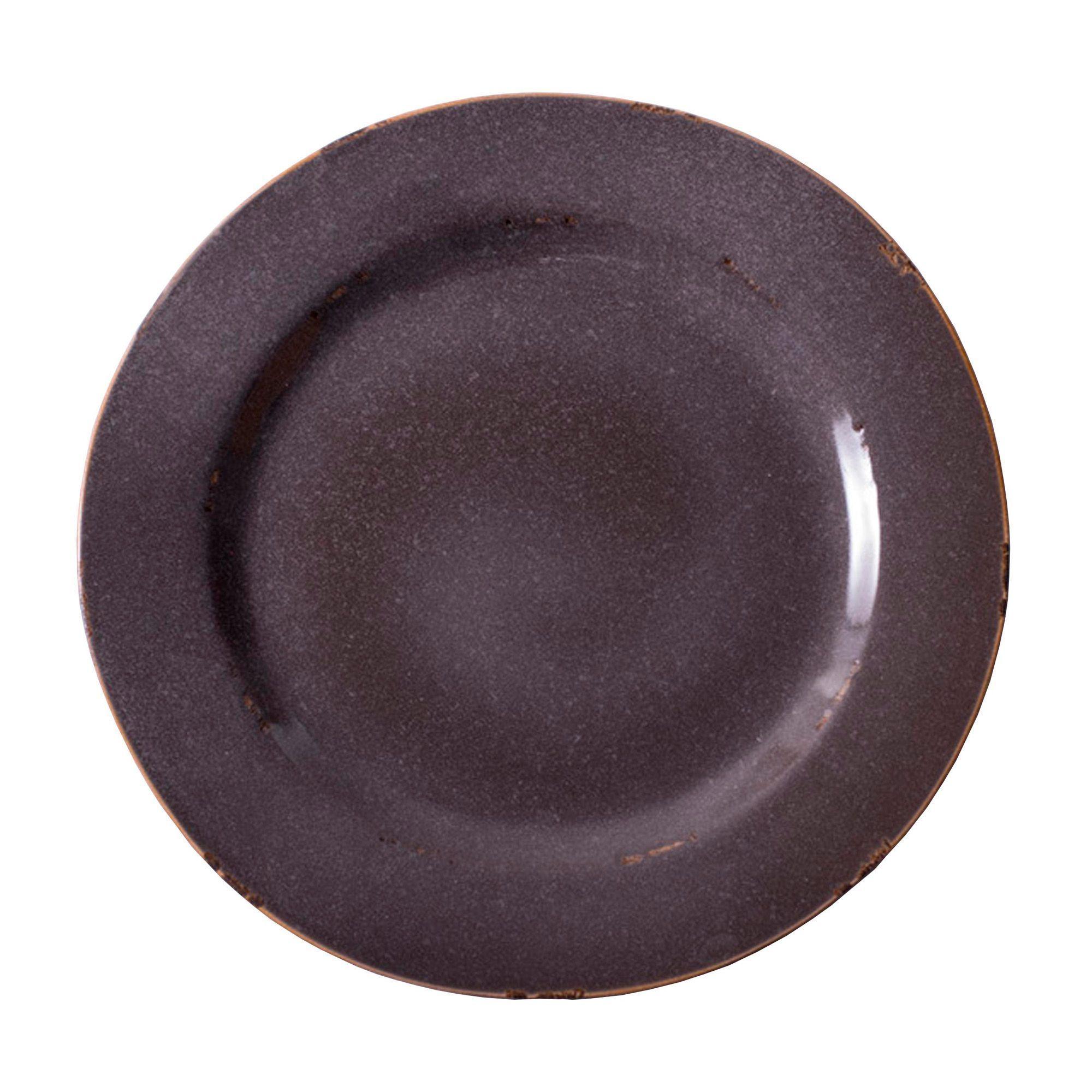 Plato Llano De Fondo Cerámica Cafe Envejecido 27 8cm X6-0