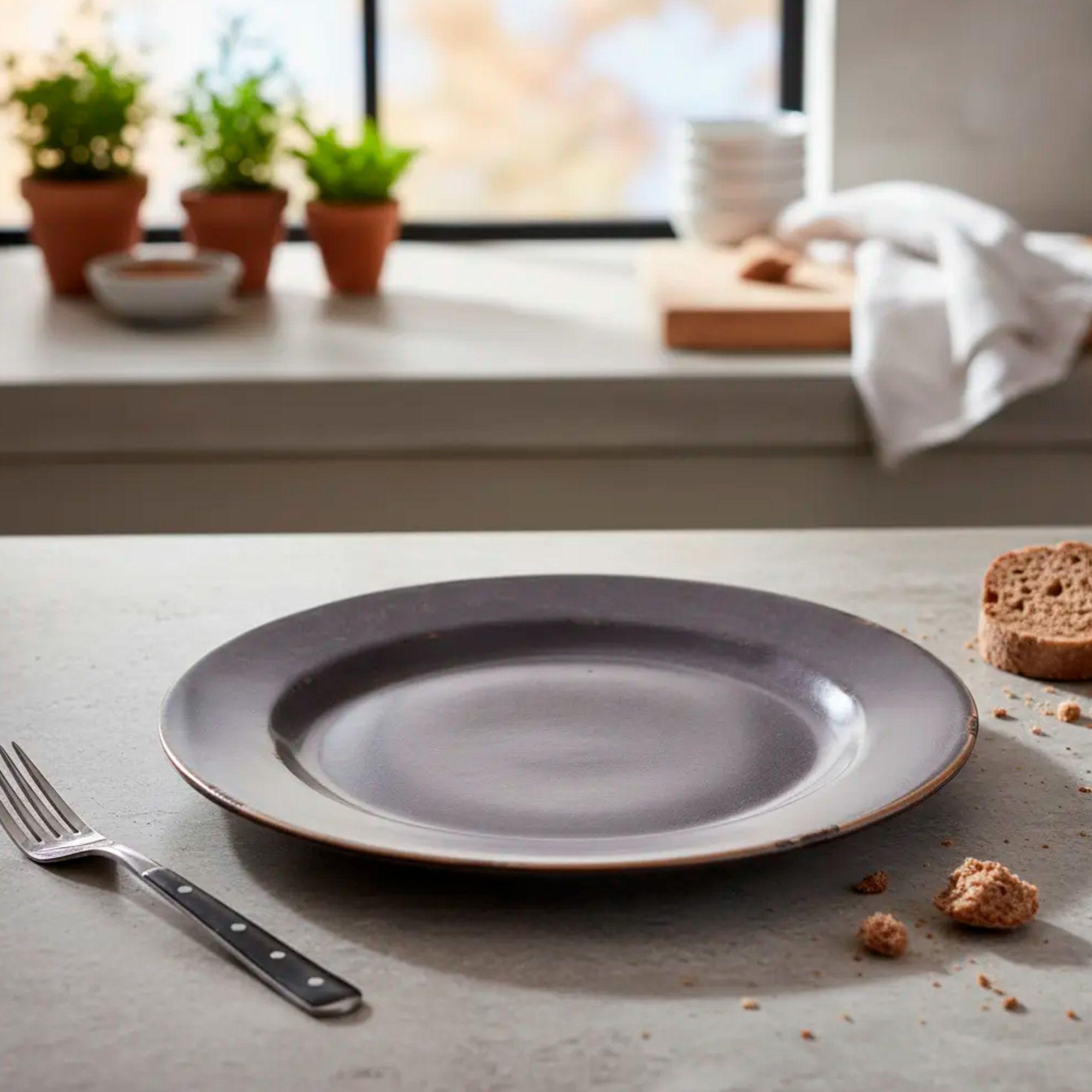 Plato Llano De Fondo Cerámica Cafe Envejecido 27 8cm X6-1