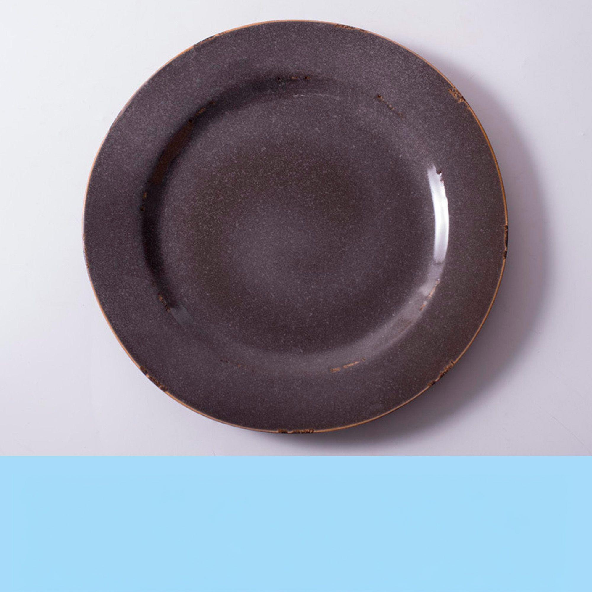 Plato Llano De Fondo Cerámica Cafe Envejecido 27 8cm X6-2