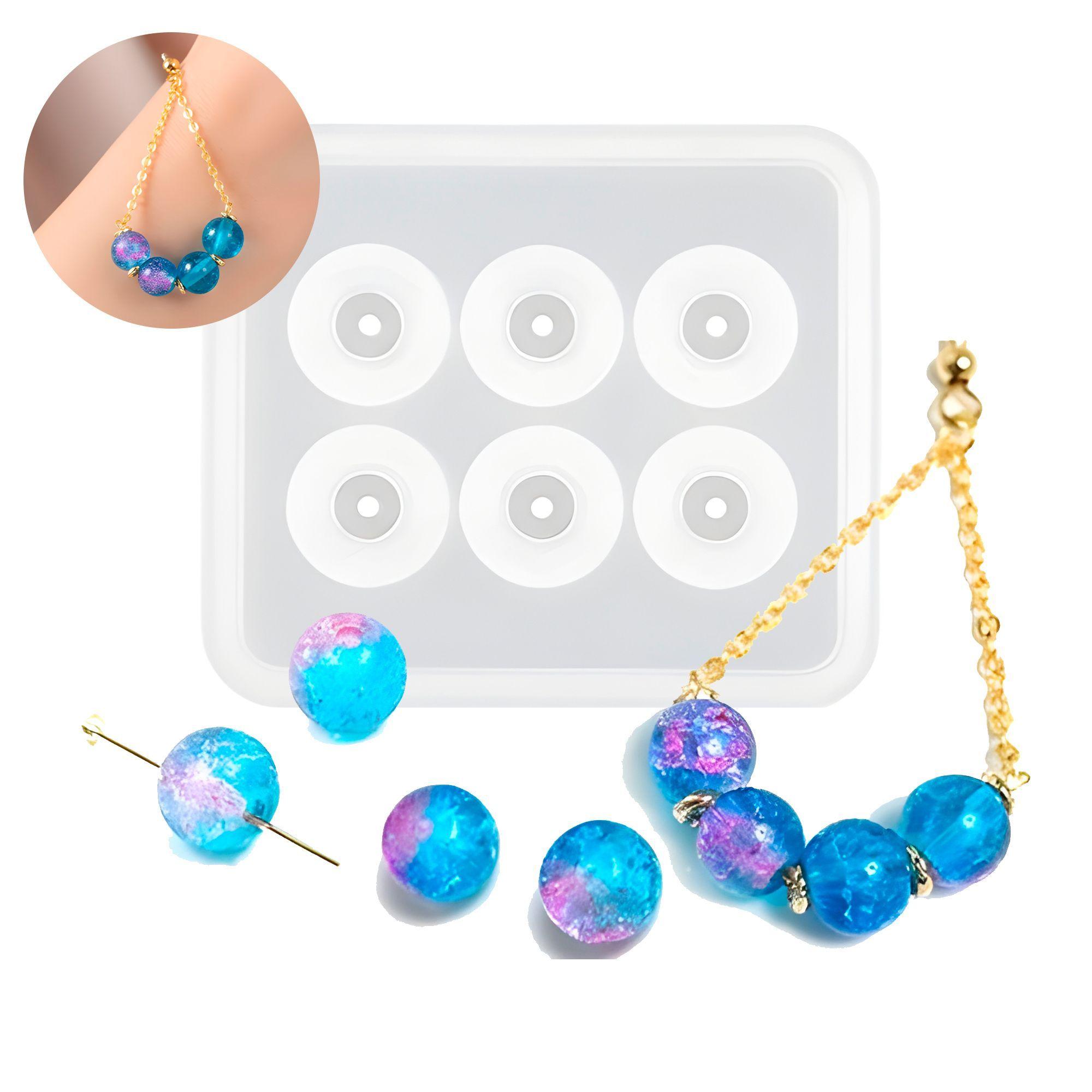 6 Moldes De Silicona Cuentas Para Pulseras Aros Resina Epoxy-5