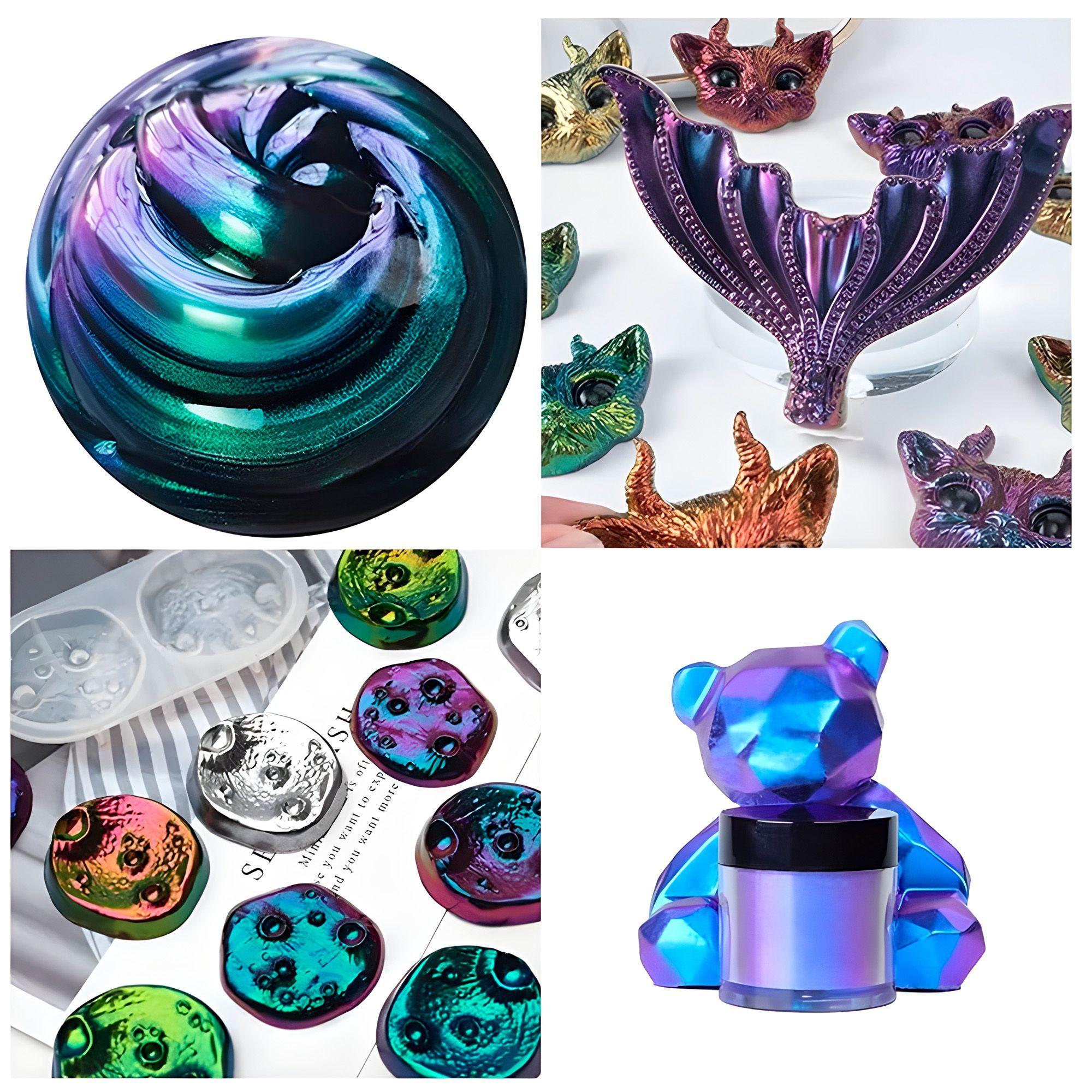 Pigmentos 4pcs Polvo Para Resina Purpurina Camaleon 3g-3