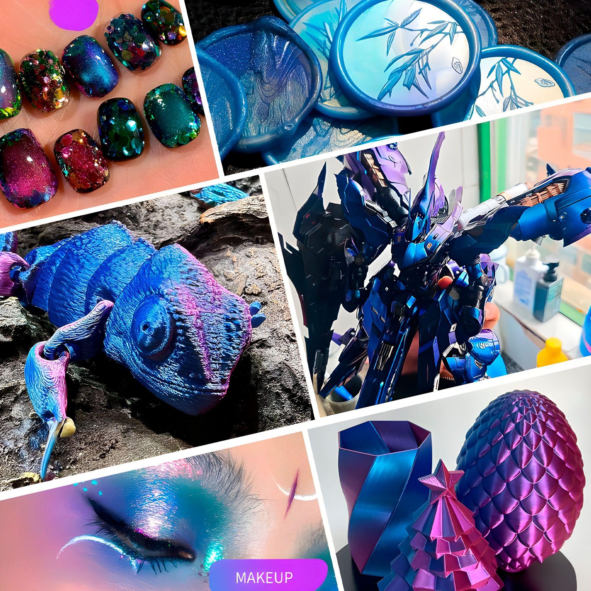 Pigmentos 4pcs Polvo Para Resina Purpurina Camaleon 3g-5