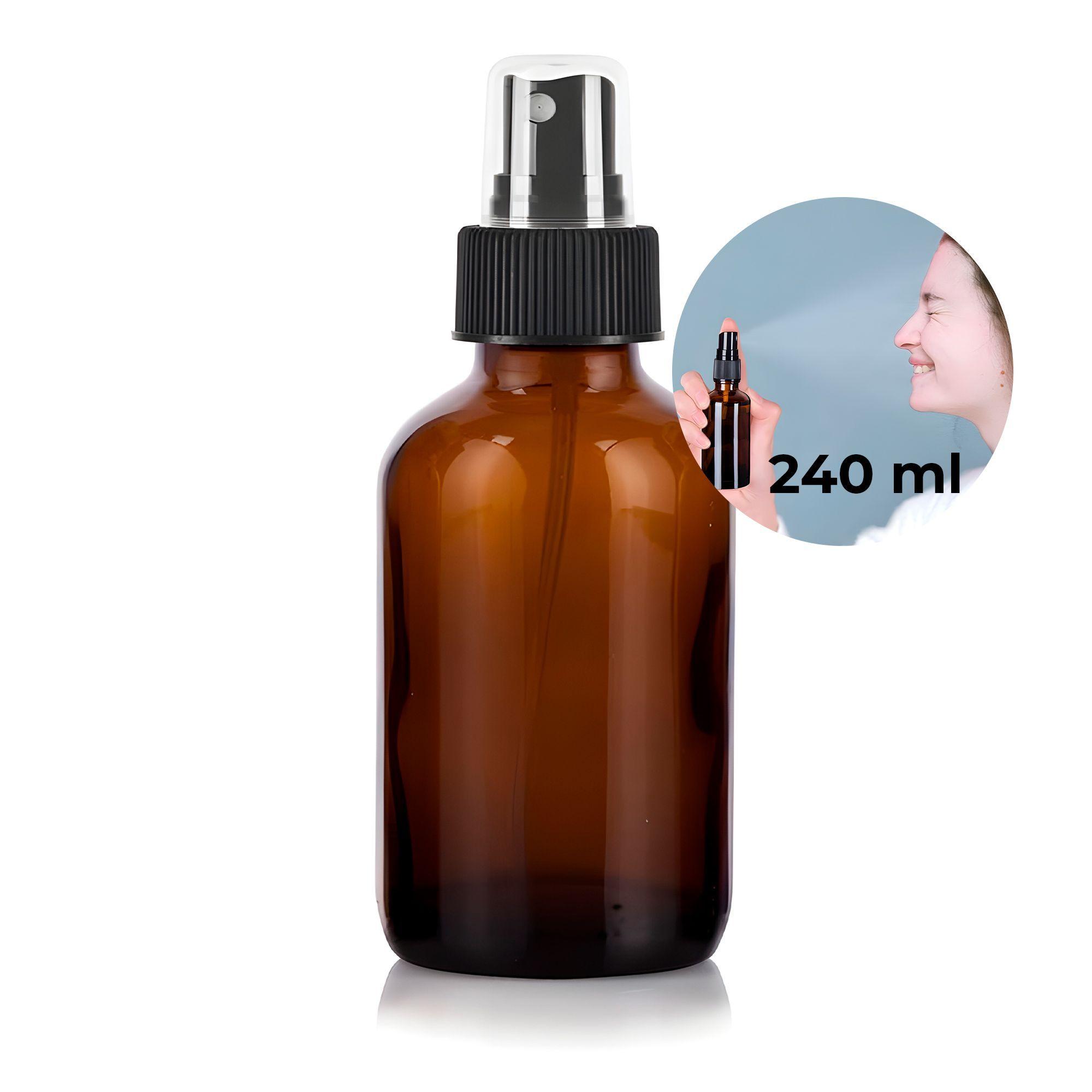 12 Frascos De Vidrio Ambar Valvula De Spray Esencial 240 Ml-0