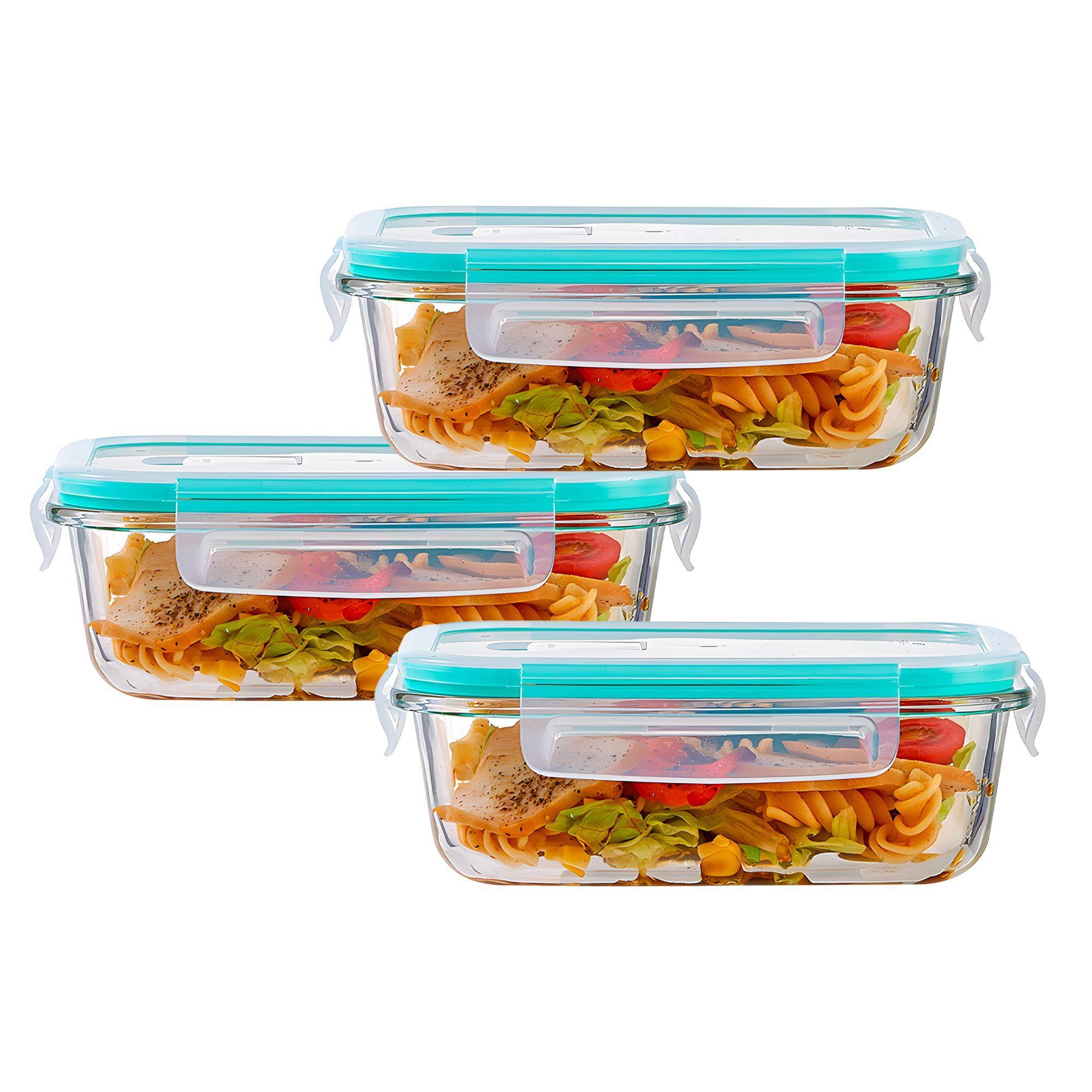 Set 3 Taper Contenedores Herméticos Vidrio Alimento 370 Ml-0