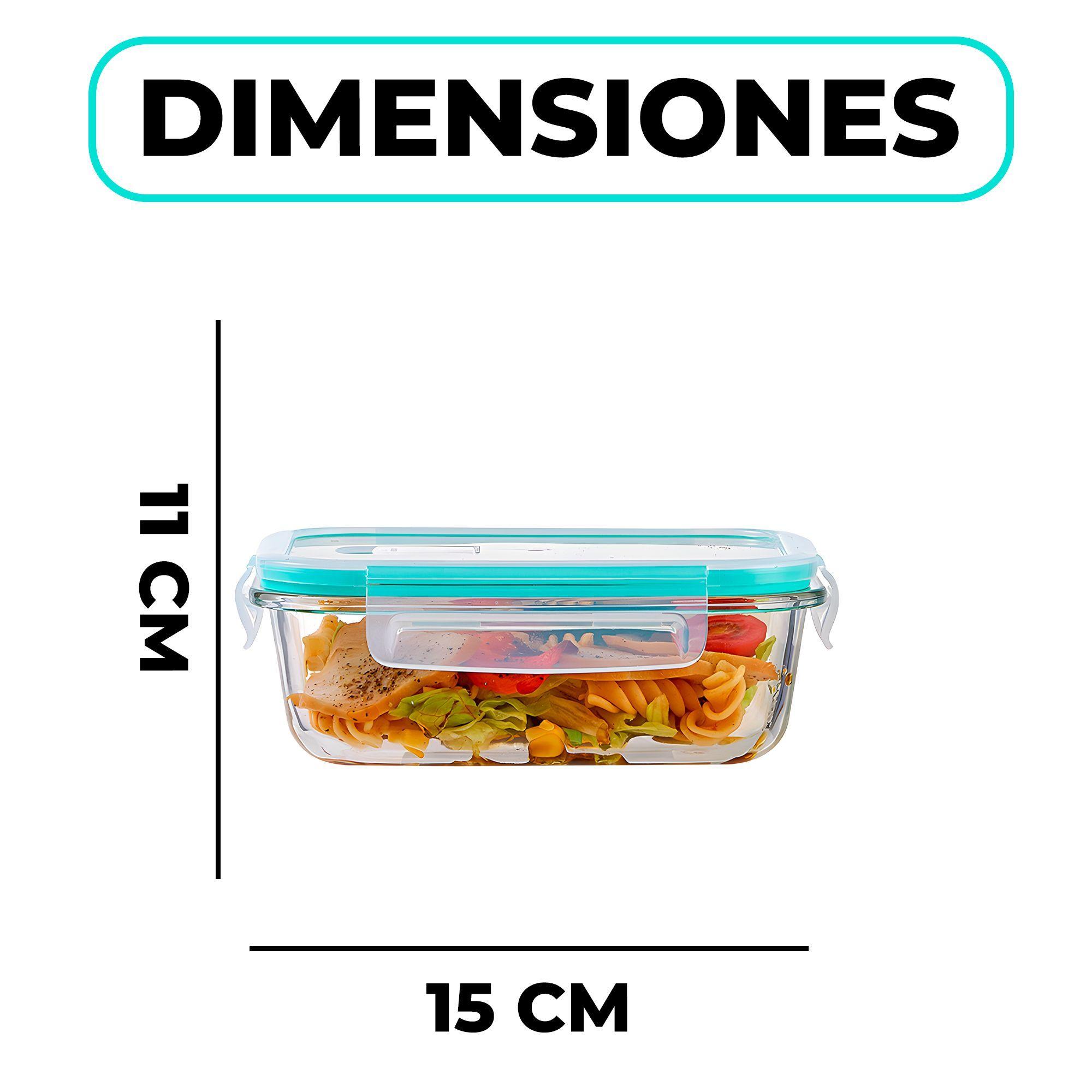 Set 3 Taper Contenedores Herméticos Vidrio Alimento 370 Ml-1