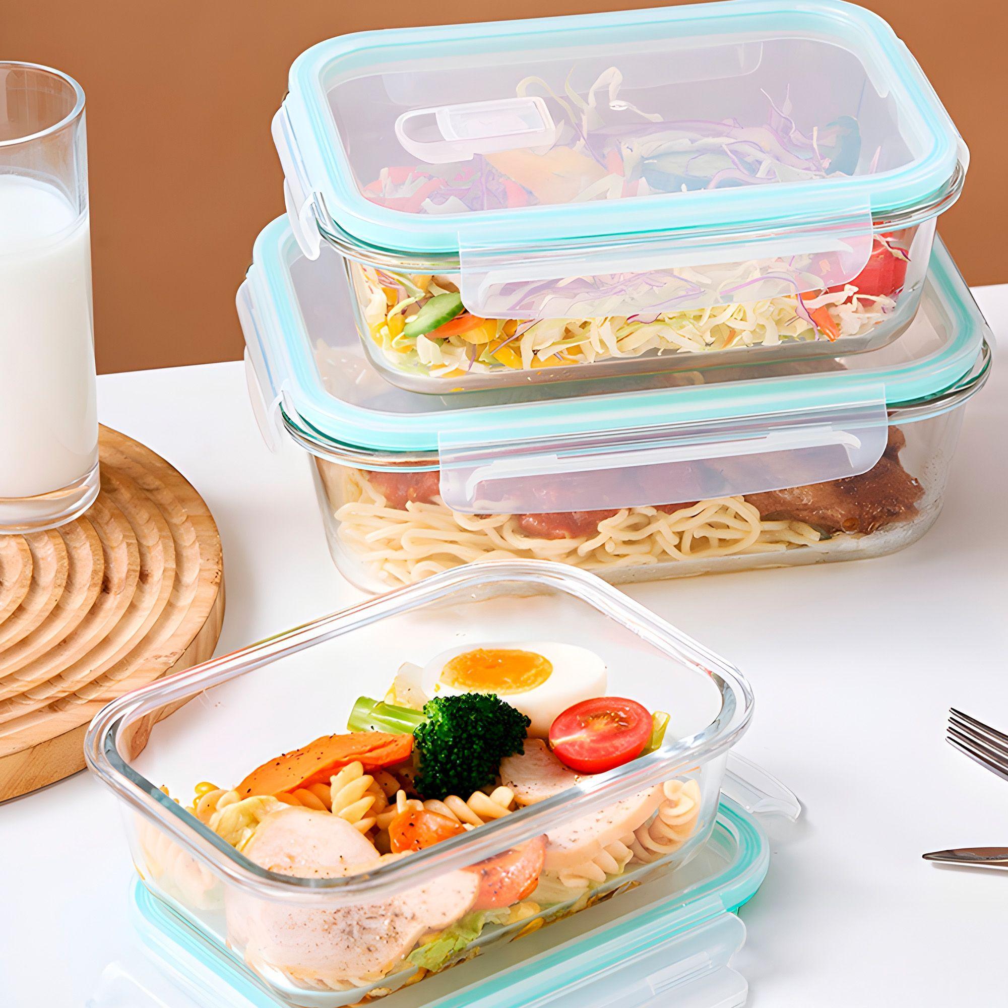Set 3 Taper Contenedores Herméticos Vidrio Alimento 370 Ml-2
