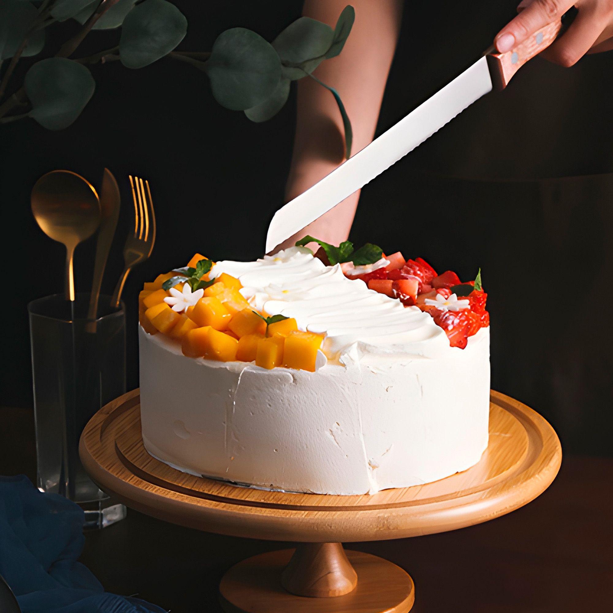 Exhibidor Torta Vidrio Base Pasteles Bambu Soporte Con Tapa-4