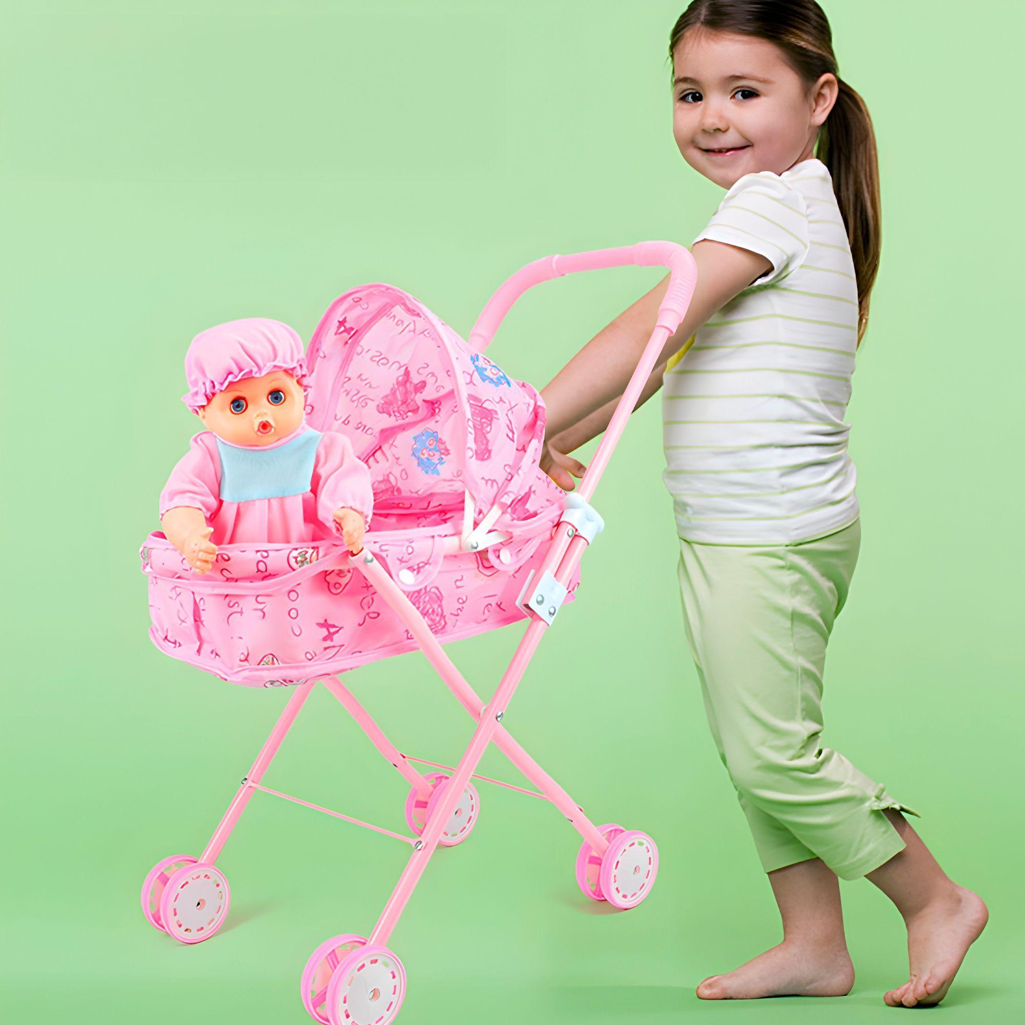 Cochecito Coche Plegable Muñeca Bebe Juguete Juego Niñas-2