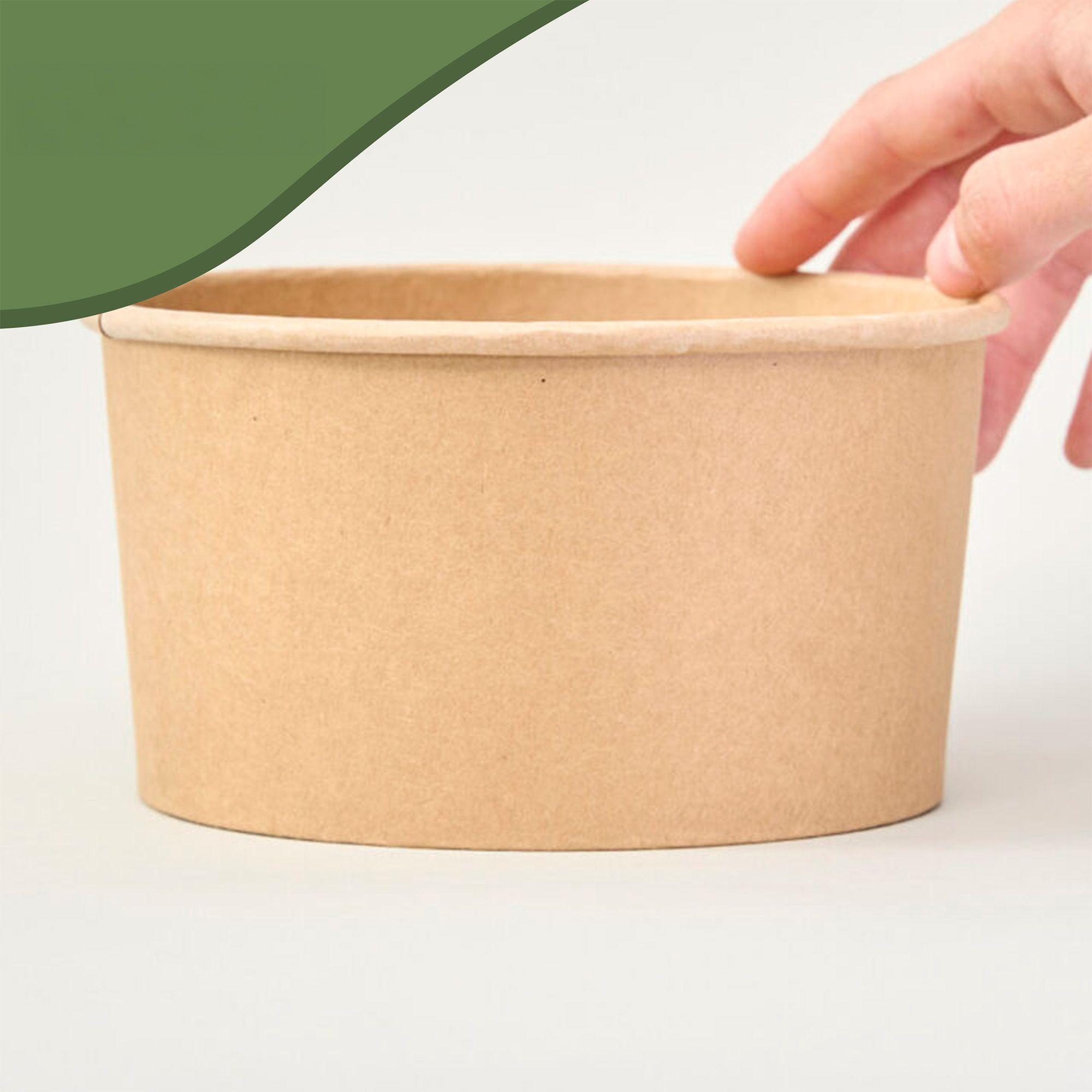 Bowl Envase Recipiente Kraft Con Tapa Pet 1000ml 30u-1