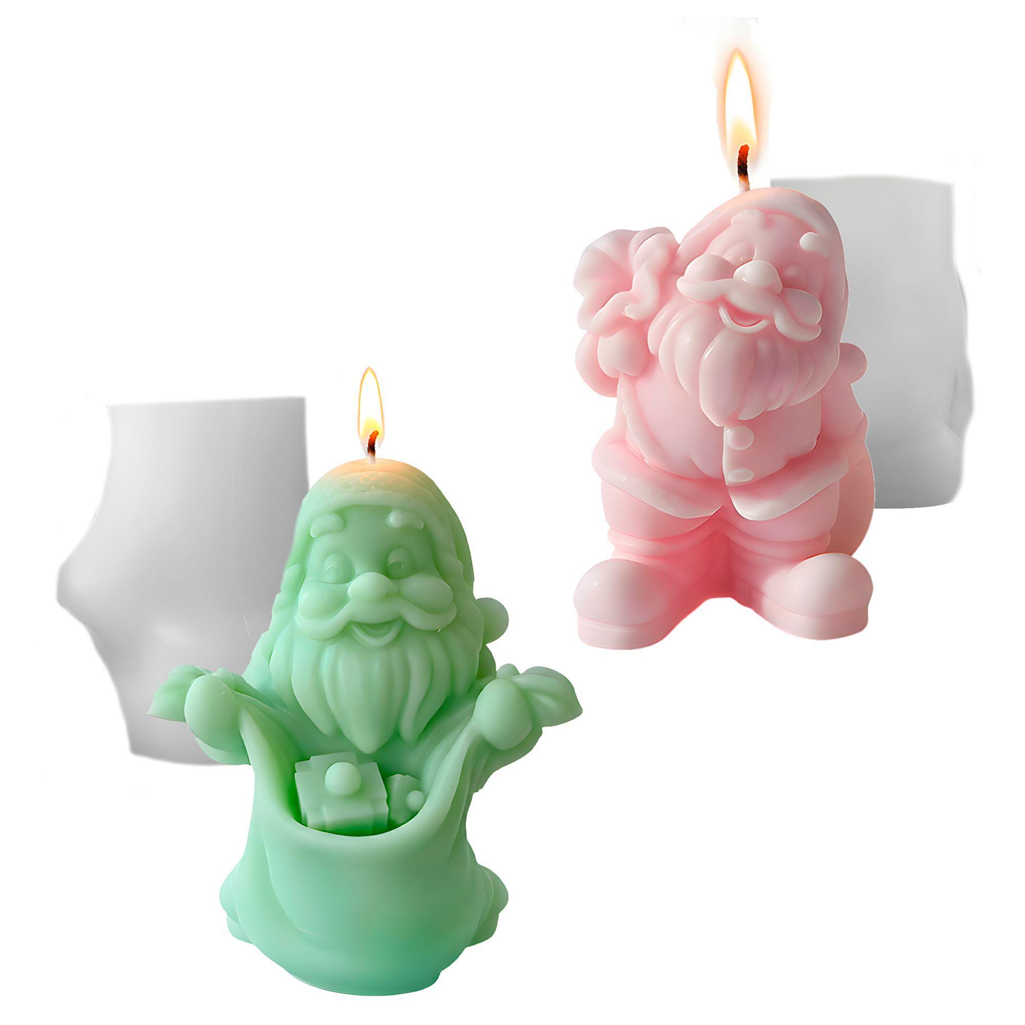 2 Moldes Silicona Viejito Pascuero Bolsa De Regalos Velas-0