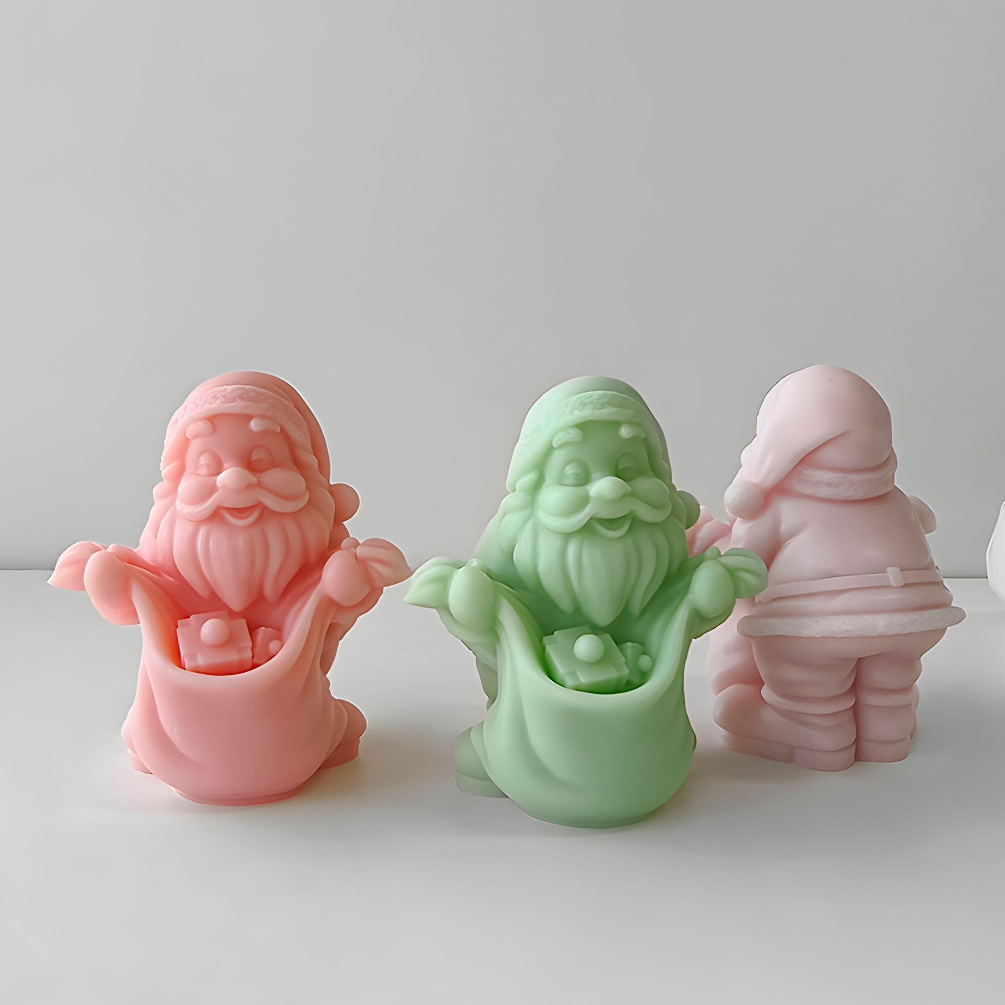 2 Moldes Silicona Viejito Pascuero Bolsa De Regalos Velas-3