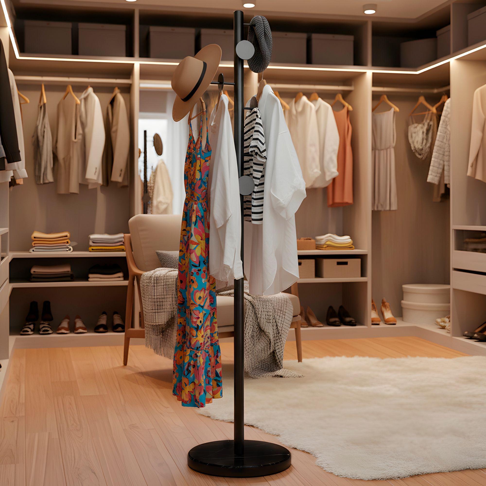 Perchero Colgador Pie Base Metal Perchas Circular 170x30 Cm-2