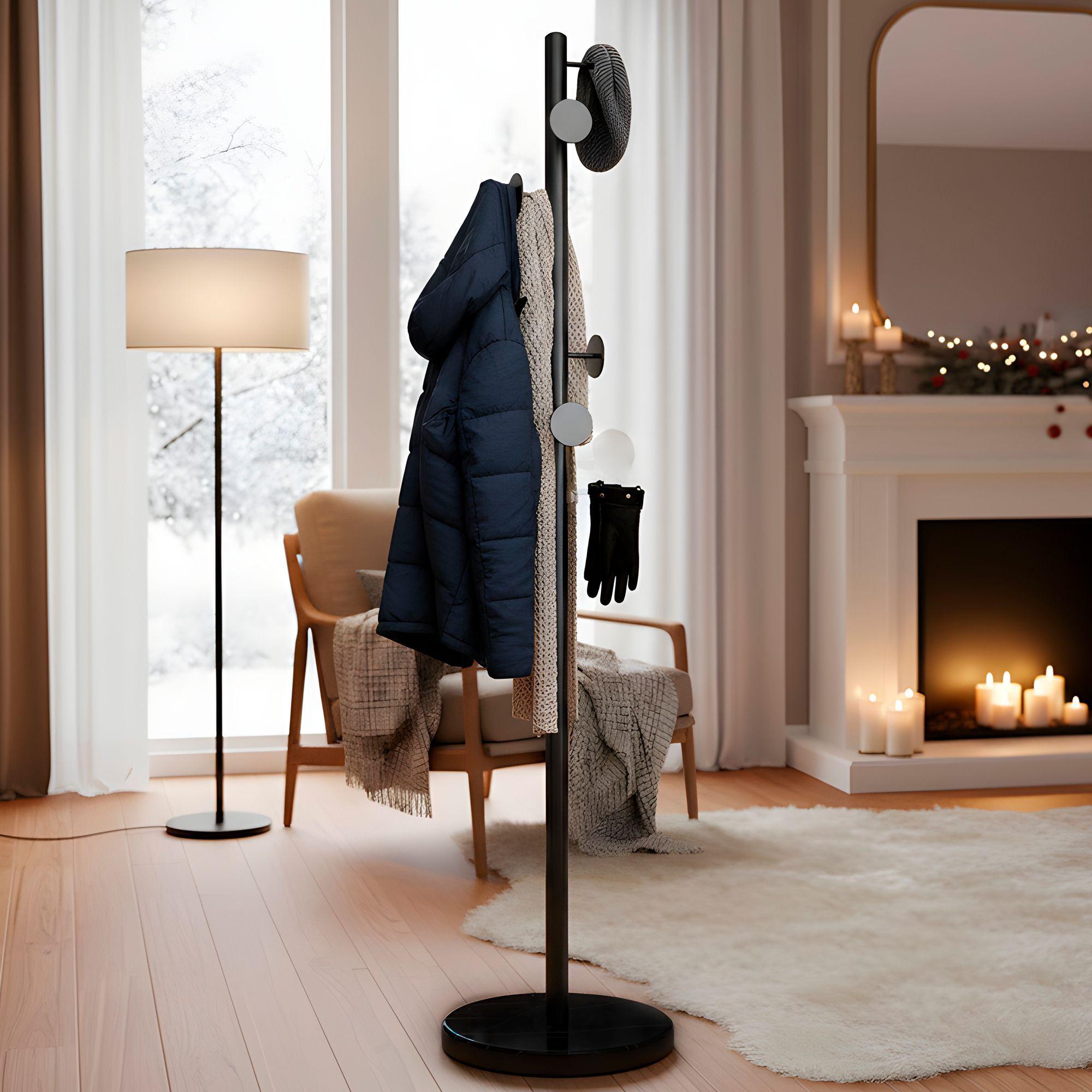 Perchero Colgador Pie Base Metal Perchas Circular 170x30 Cm-3