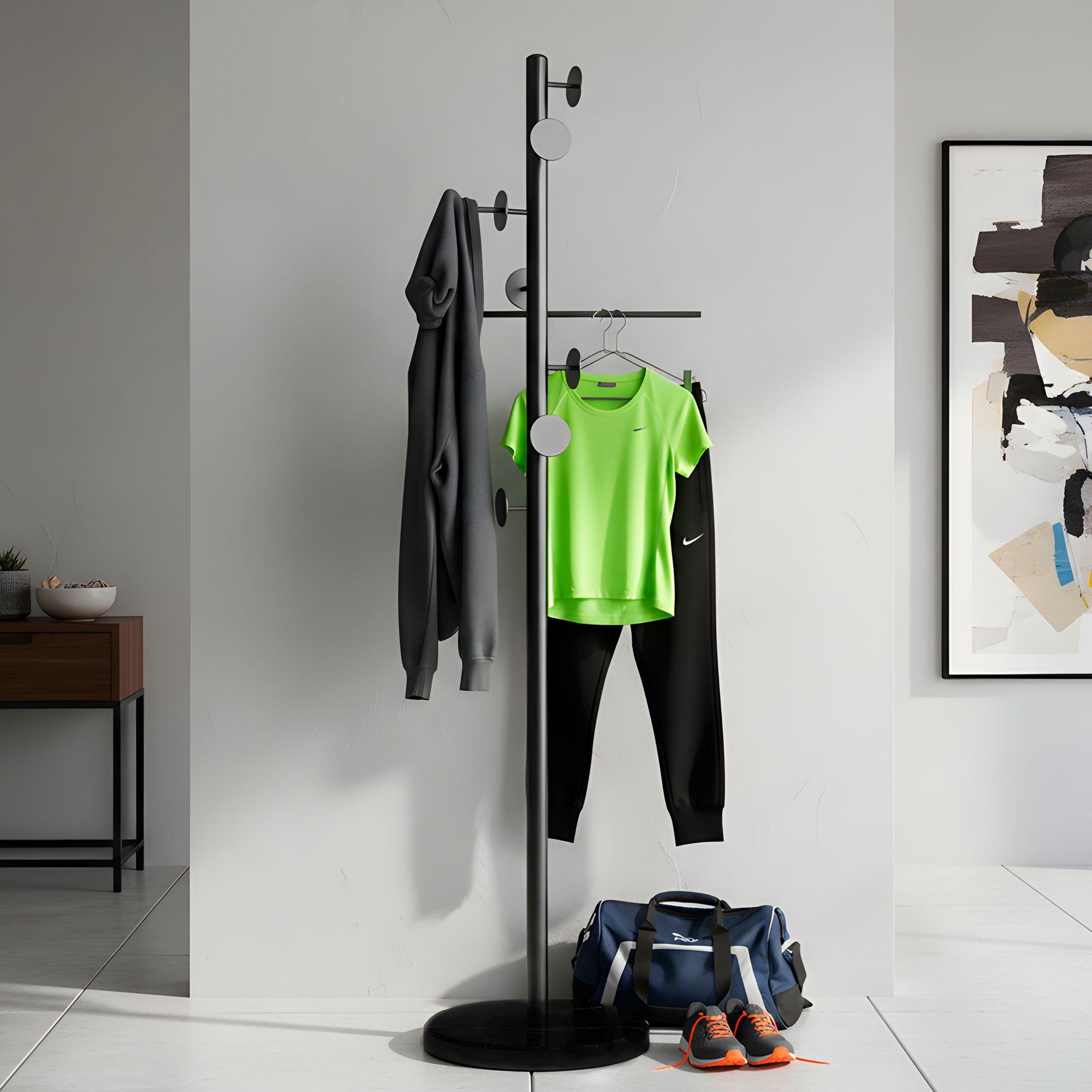 Perchero Colgador Pie Base Metal Perchas Circular 170x30 Cm-5