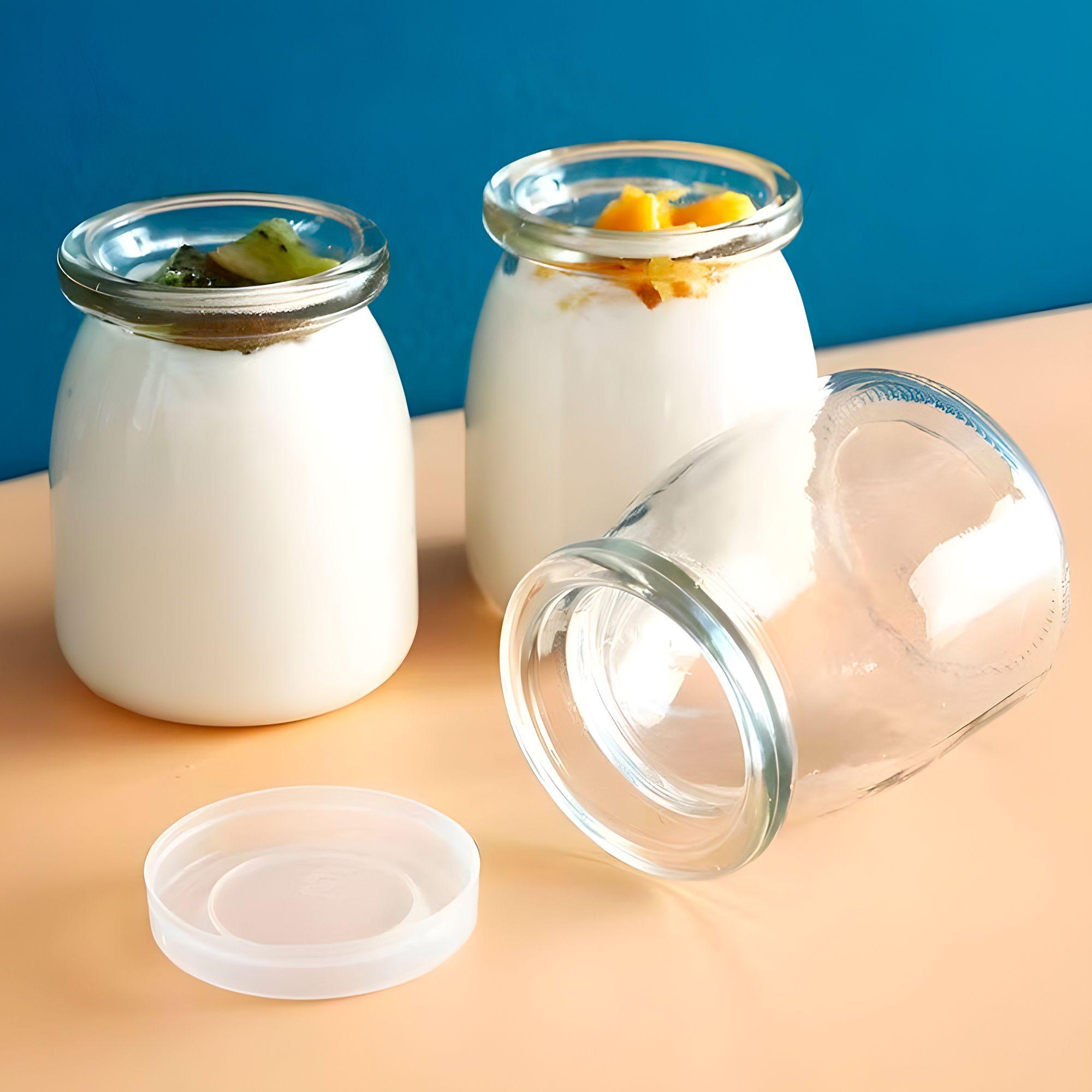 X20 Frascos Vidrio Redondo Yogur 100ml Postres Helado Tapa Plastica-2
