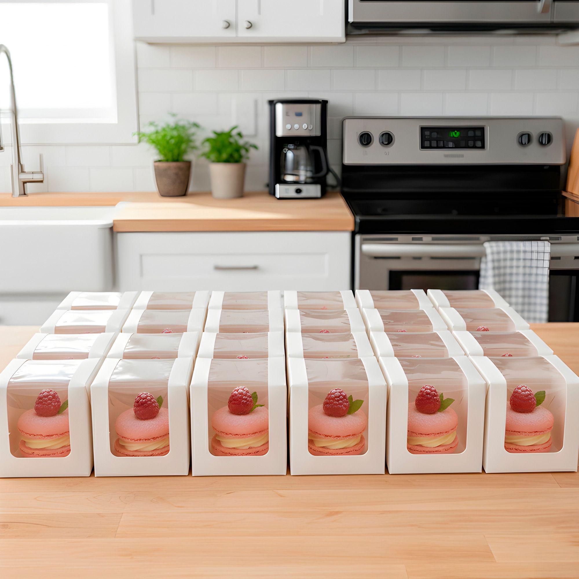 40 Cajas Blancas Kraft Dulces Tortas Cupcake Visor 8 5x8 5cm-6