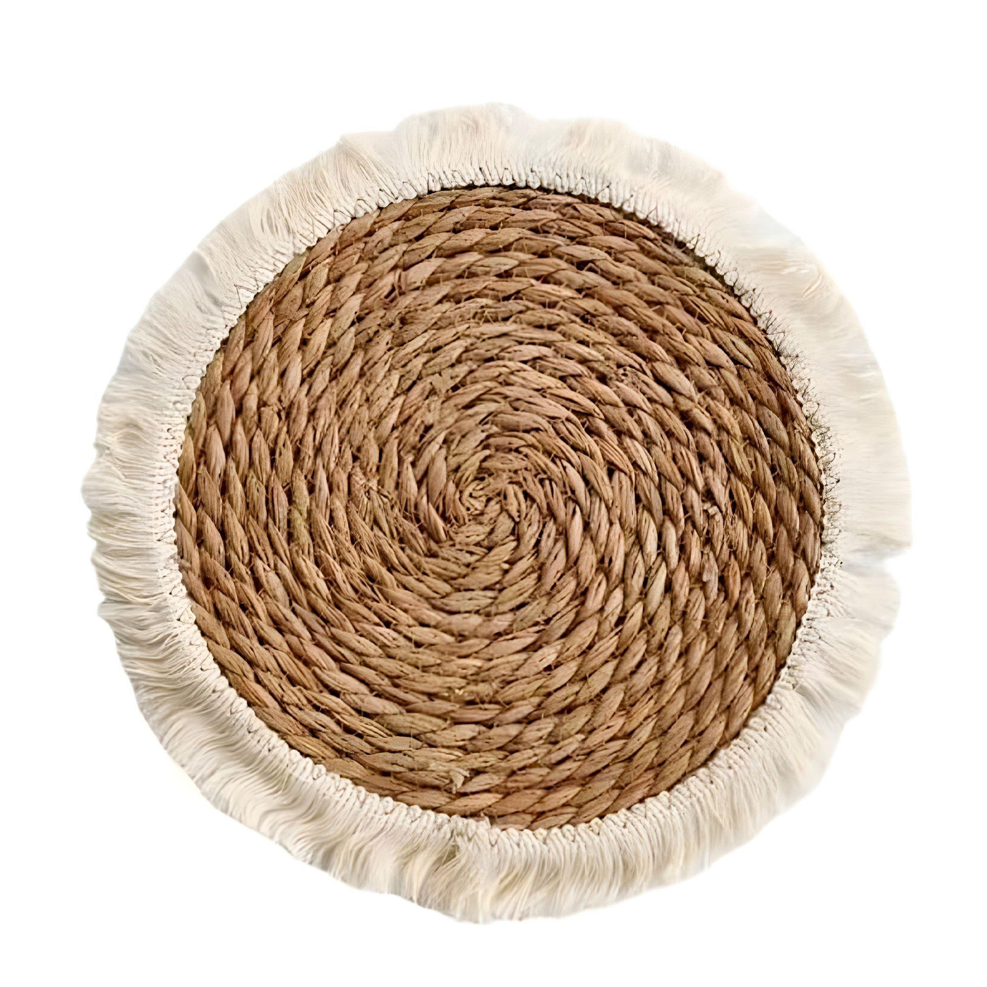6 Individuales Yute Redondo Comedor Tejido 30 Cm Beige-0