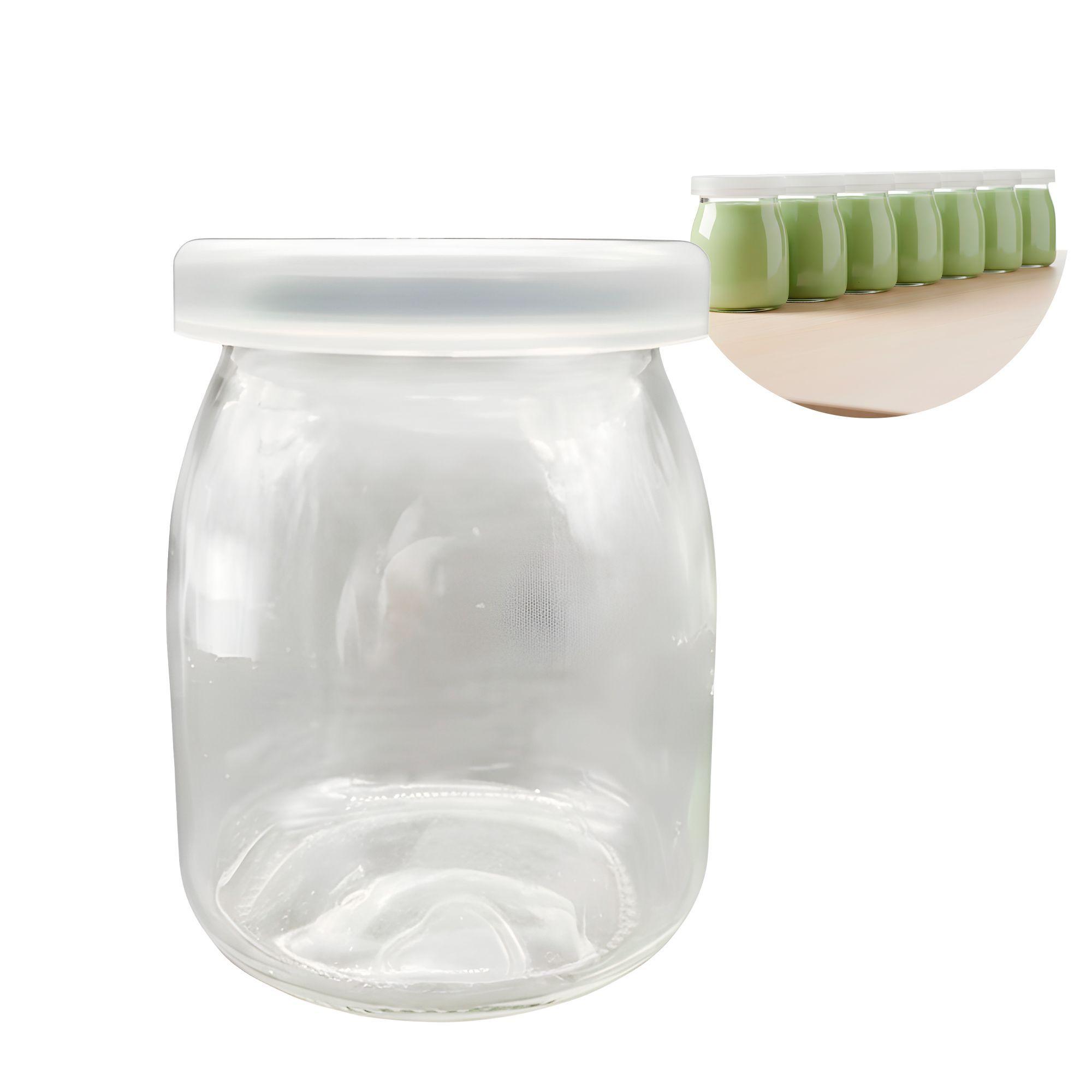 X20 Frasco Vidrio Redondo Yogur 200ml Postres Tapa Plasticas-0
