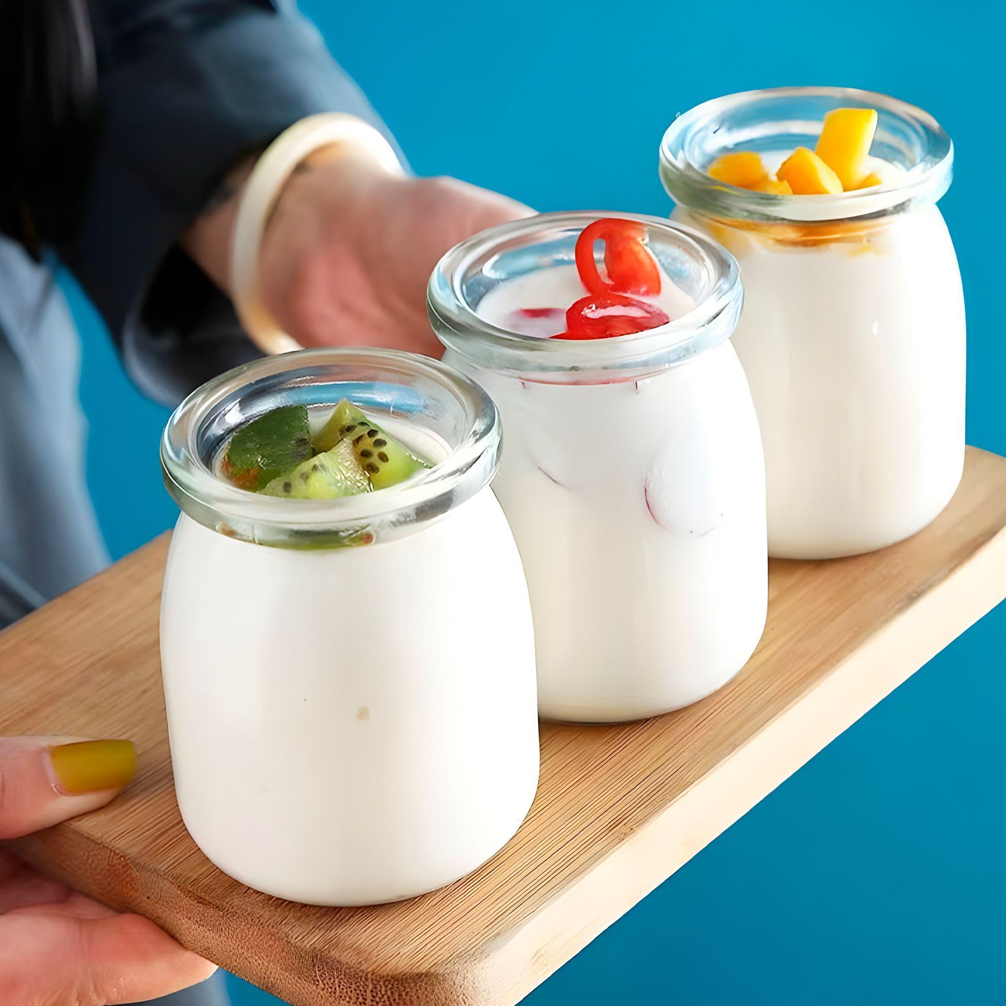 X20 Frasco Vidrio Redondo Yogur 200ml Postres Tapa Plasticas-2