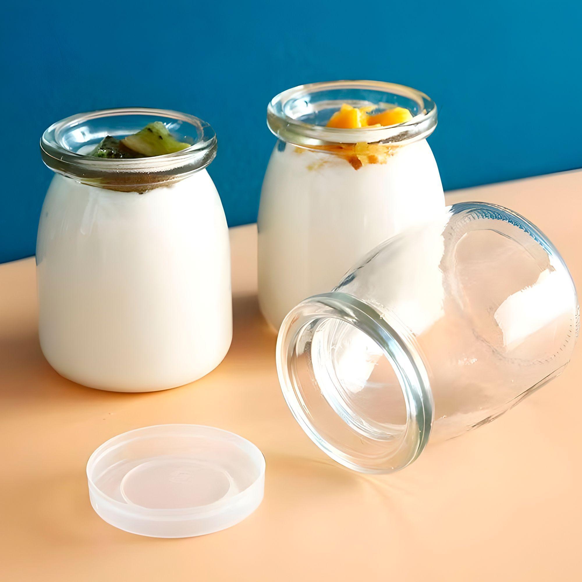 X20 Frasco Vidrio Redondo Yogur 200ml Postres Tapa Plasticas-3