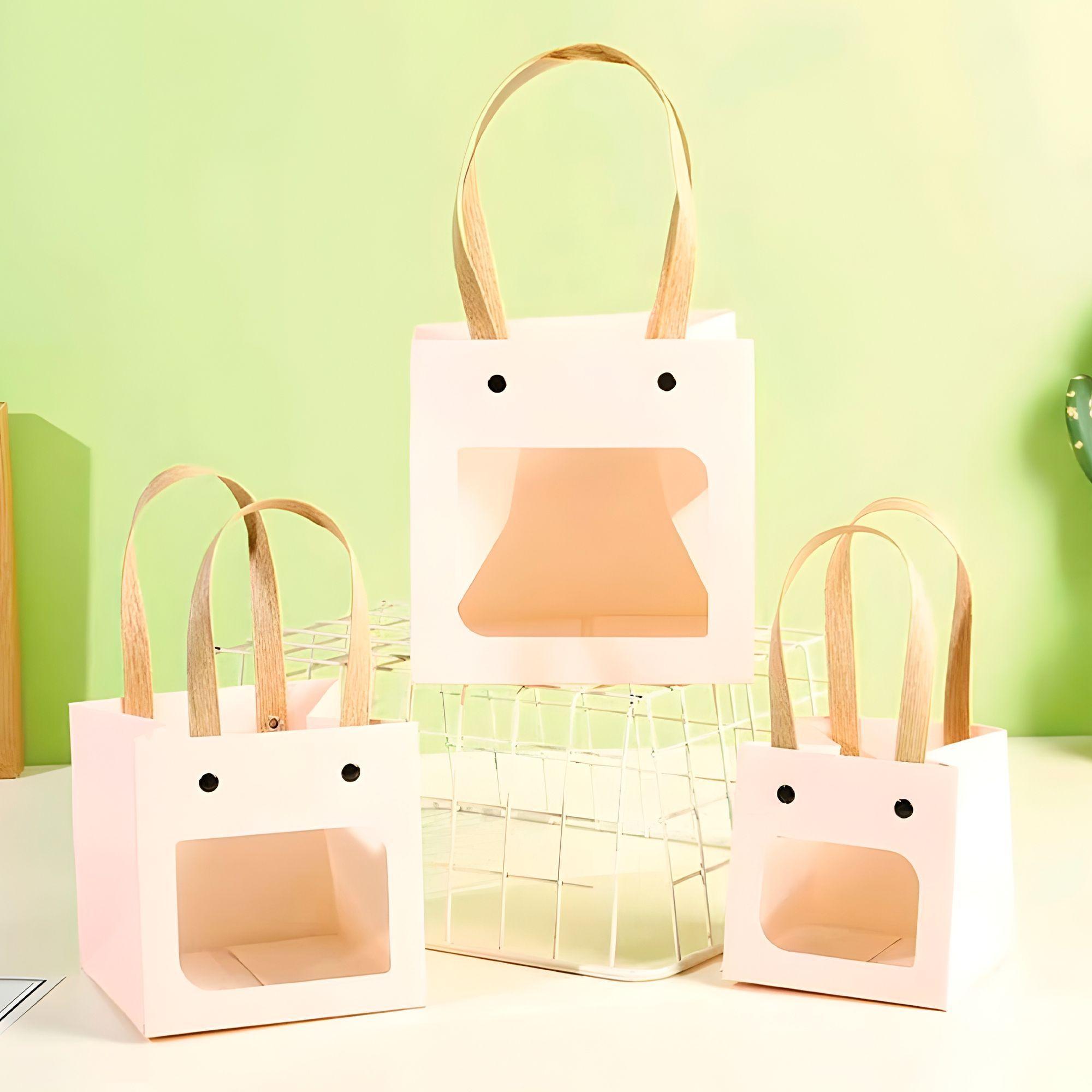 20 Cajas Regalo Papel Kraft Blanca Visor 12x12x12 Cm-2