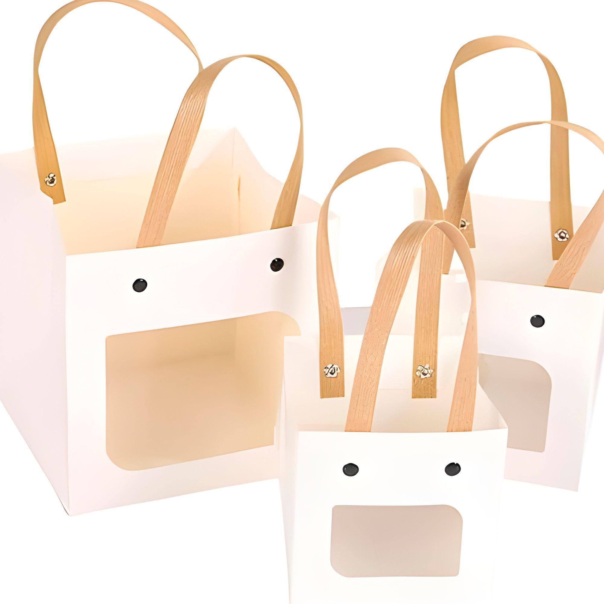 20 Cajas Regalo Papel Kraft Blanca Visor 12x12x12 Cm-3