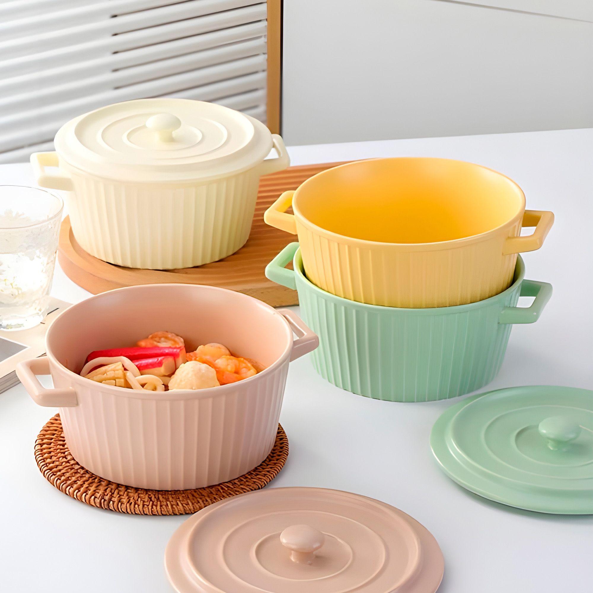 Cacerola Cuenco Ceramica Tapa Cocina Horno Colores 21x9 5 Cm-1