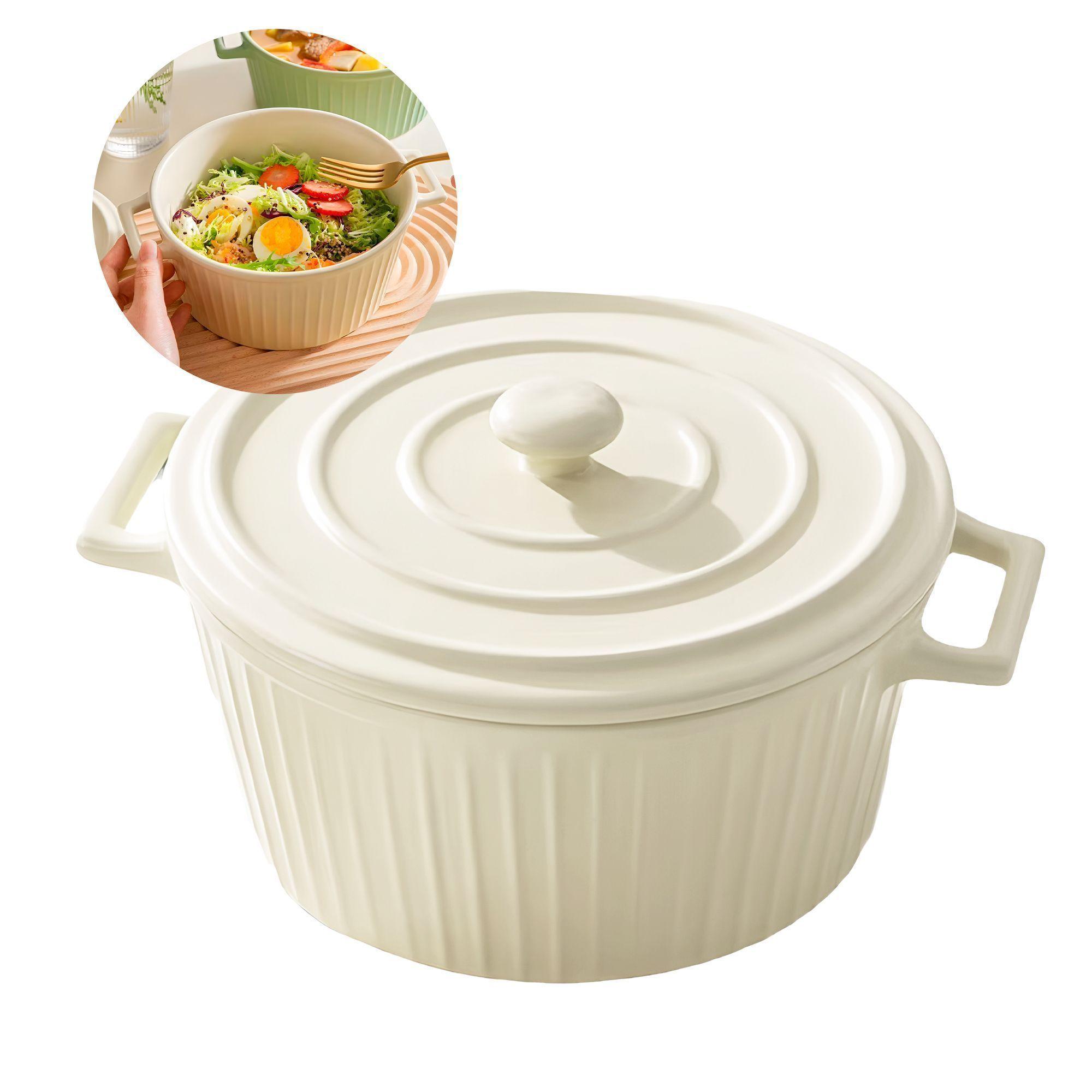 Cacerola Cuenco Ceramica Tapa Cocina Horno Colores 21x9 5 Cm-0