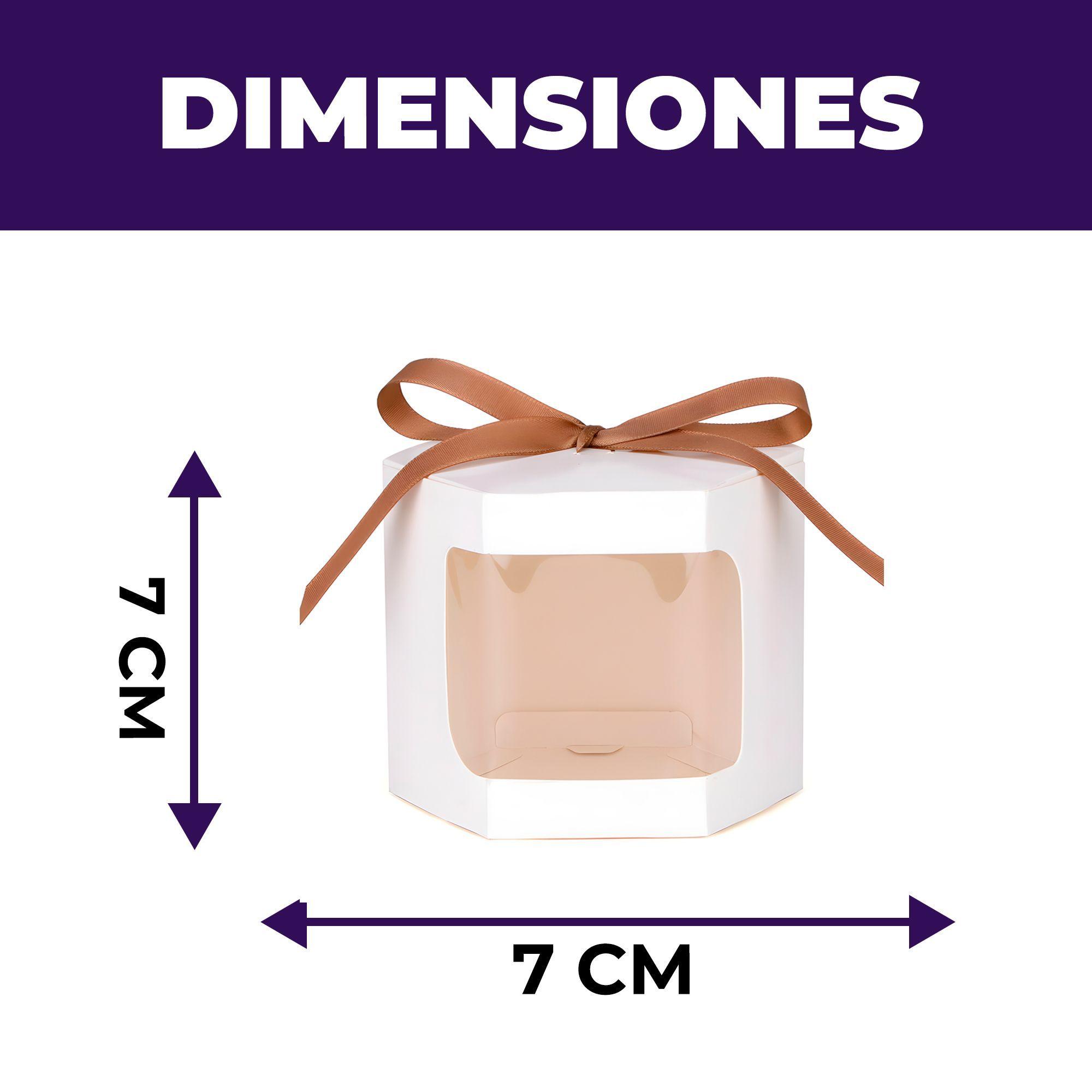 20 Cajas Regalo Hexagonal Blanca Visor Frontal 7x7x7 Cm-1