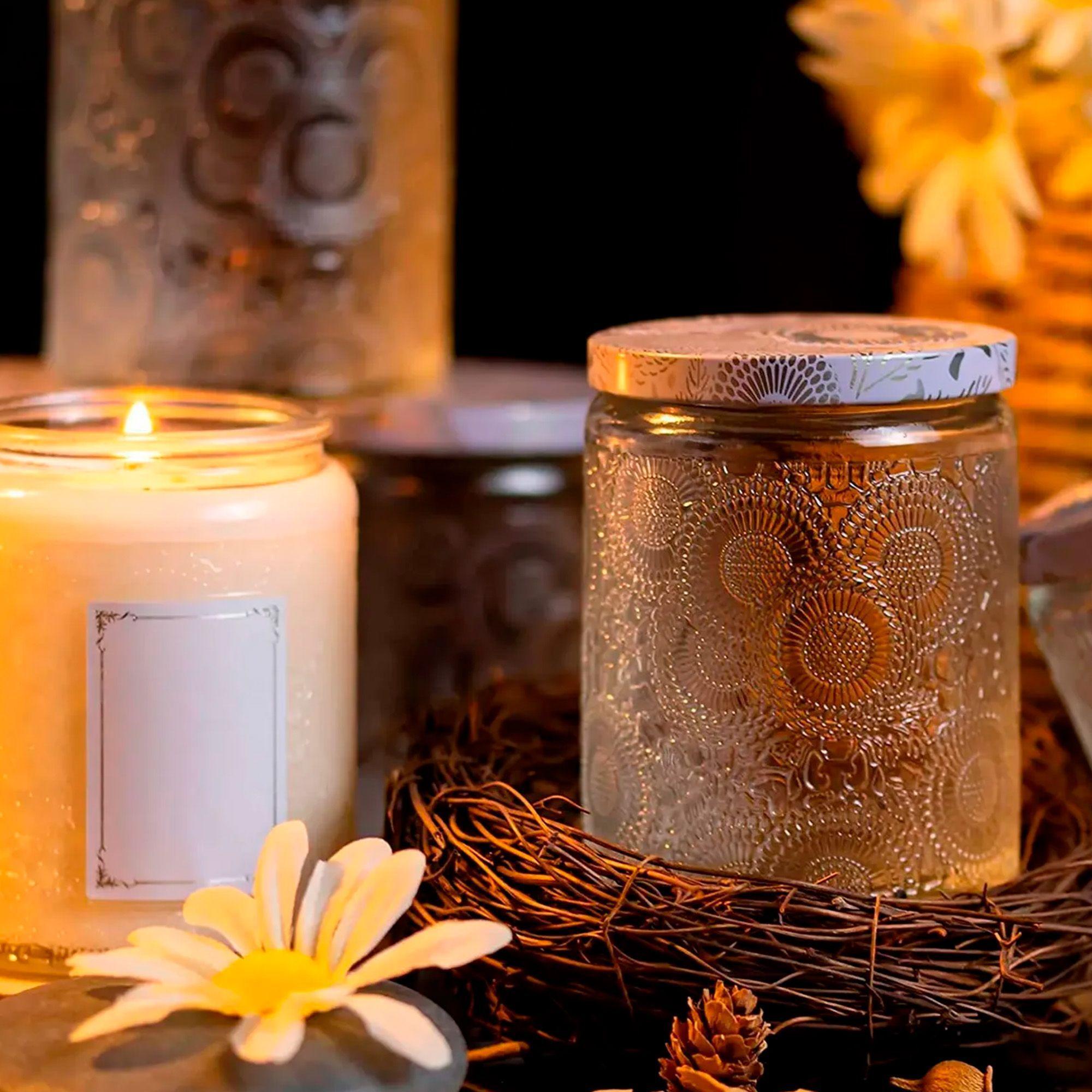 Set 10 Frascos De Vidrio Con Tapa Para Velas Colores 7x9cm-2