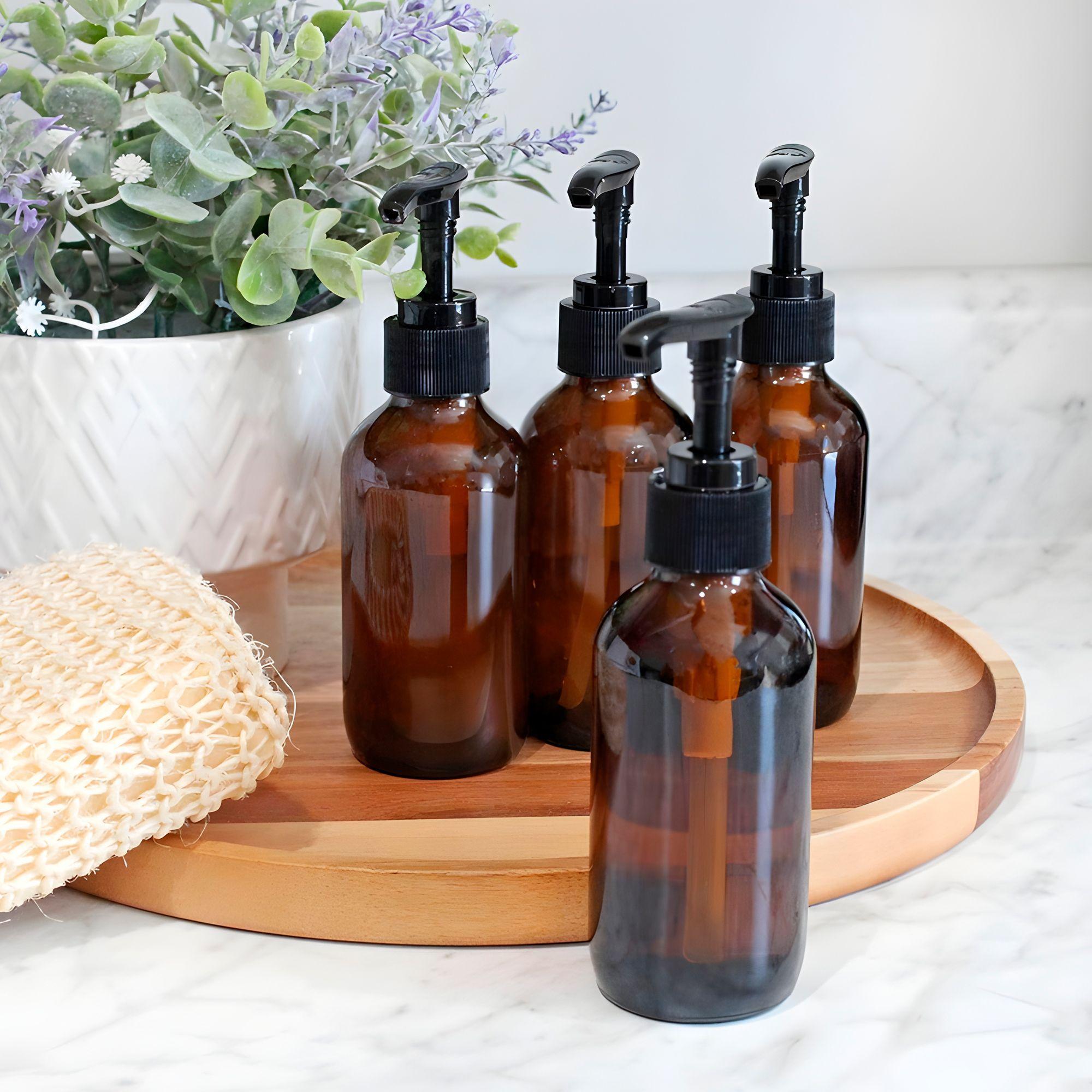 12 Frascos De Vidrio mbar Bomba De Locion Esencial 120 Ml-5