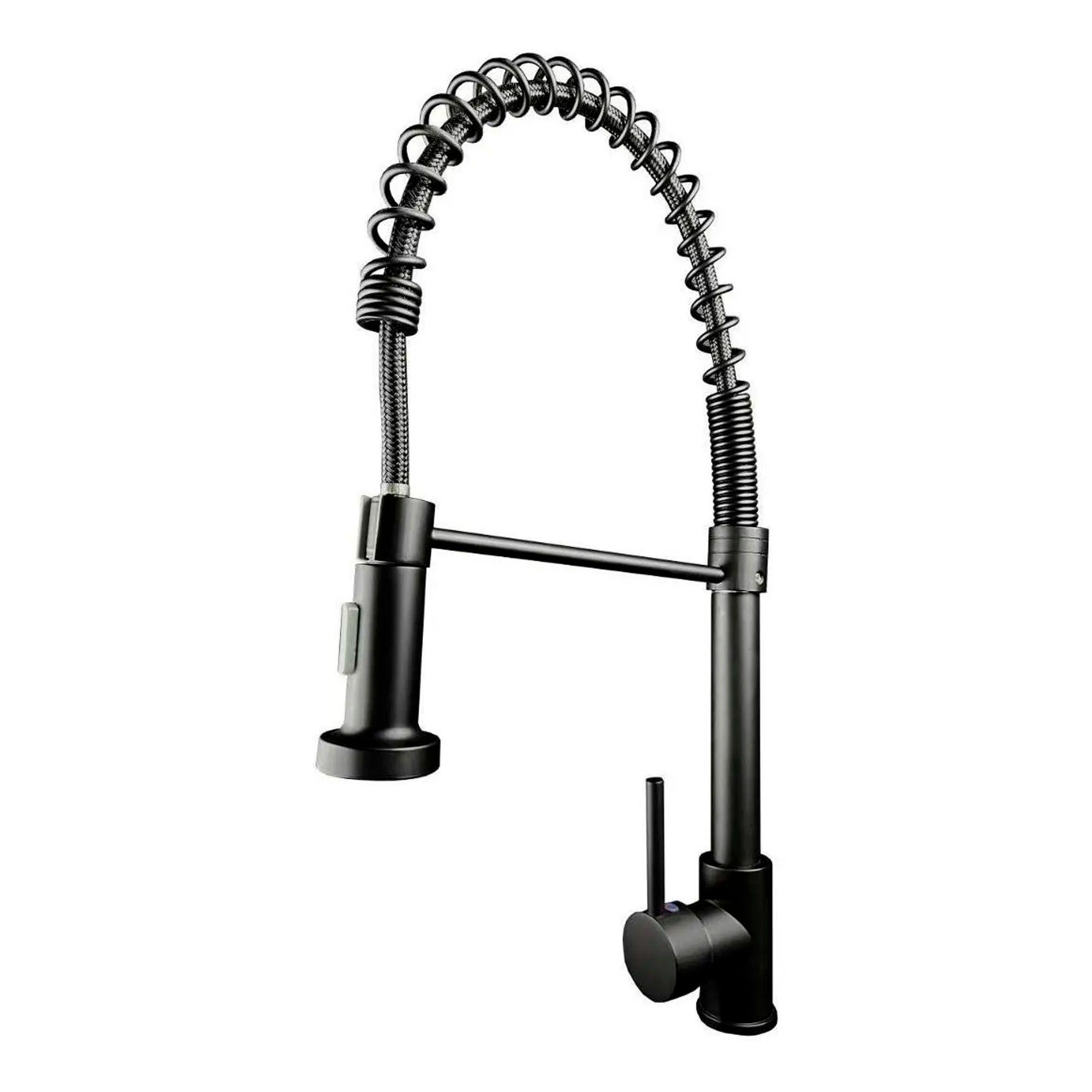 Llave Monomando Lavaplatos Profesional Resorte Negro Mate Fk-0