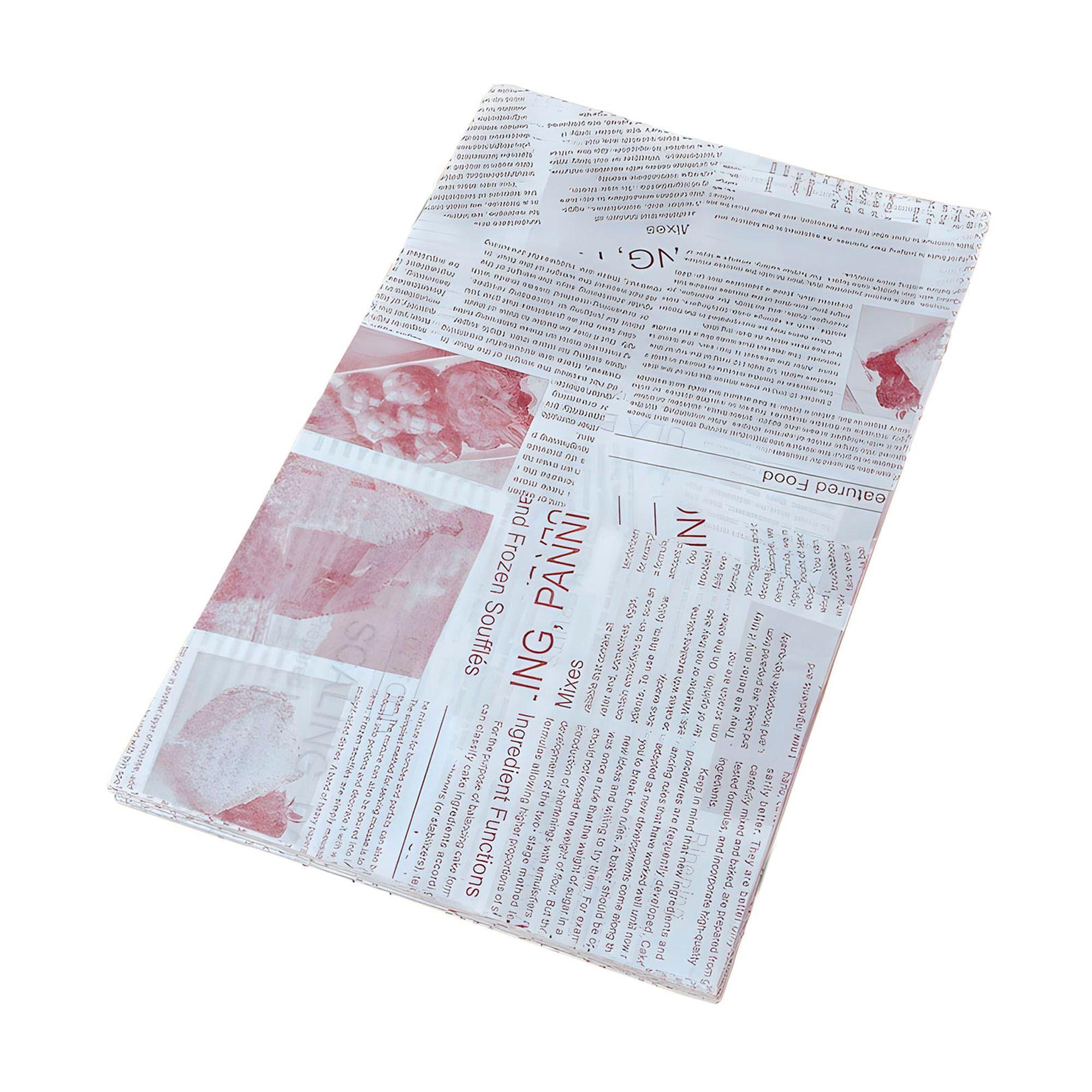 Papel Antigrasa Blanco Con Motivo Texto 30x30cm 1 X100 Hojas-0