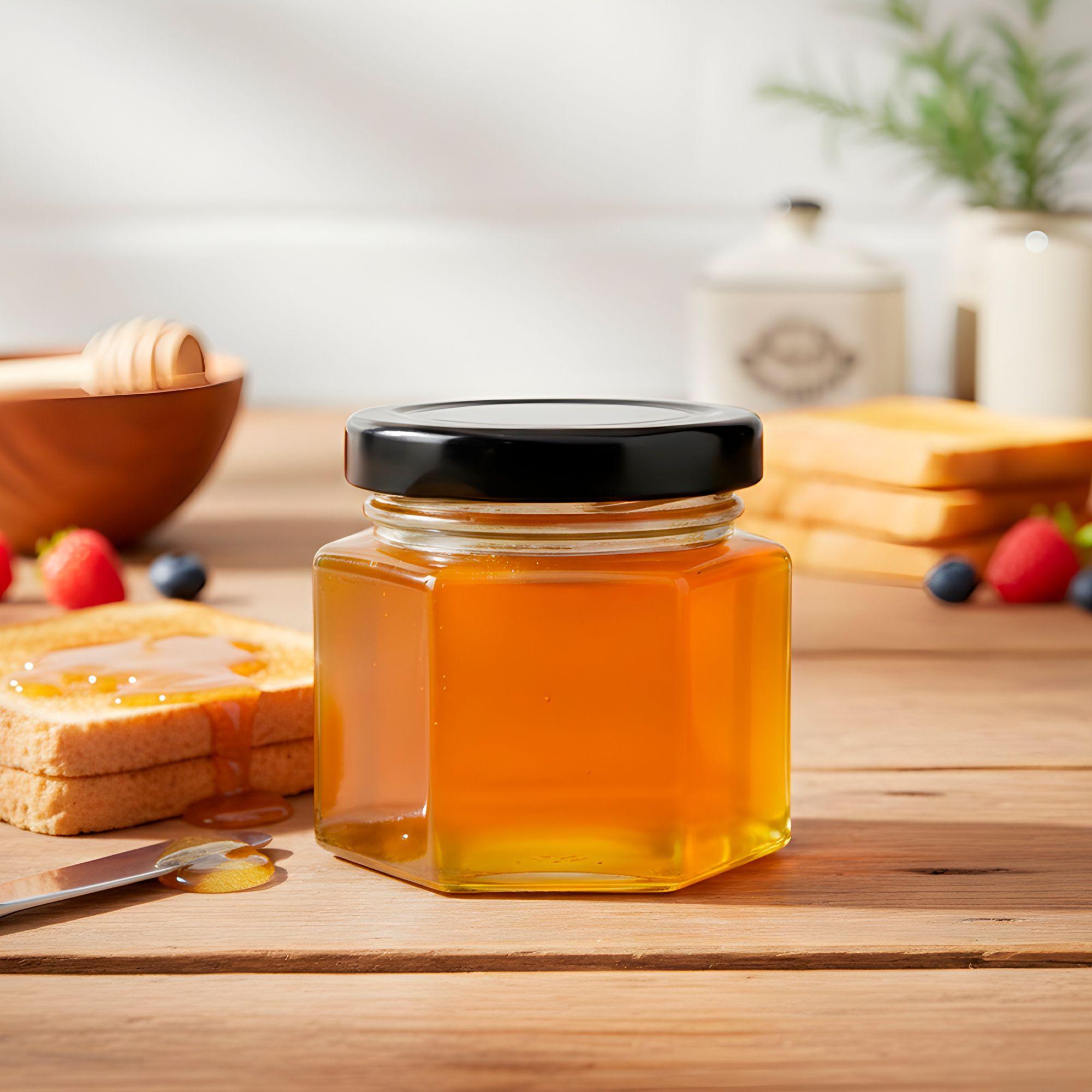 20 Frasco Vidrio Hexagonal Miel 50ml Mermelada Tapa Aluminio-5