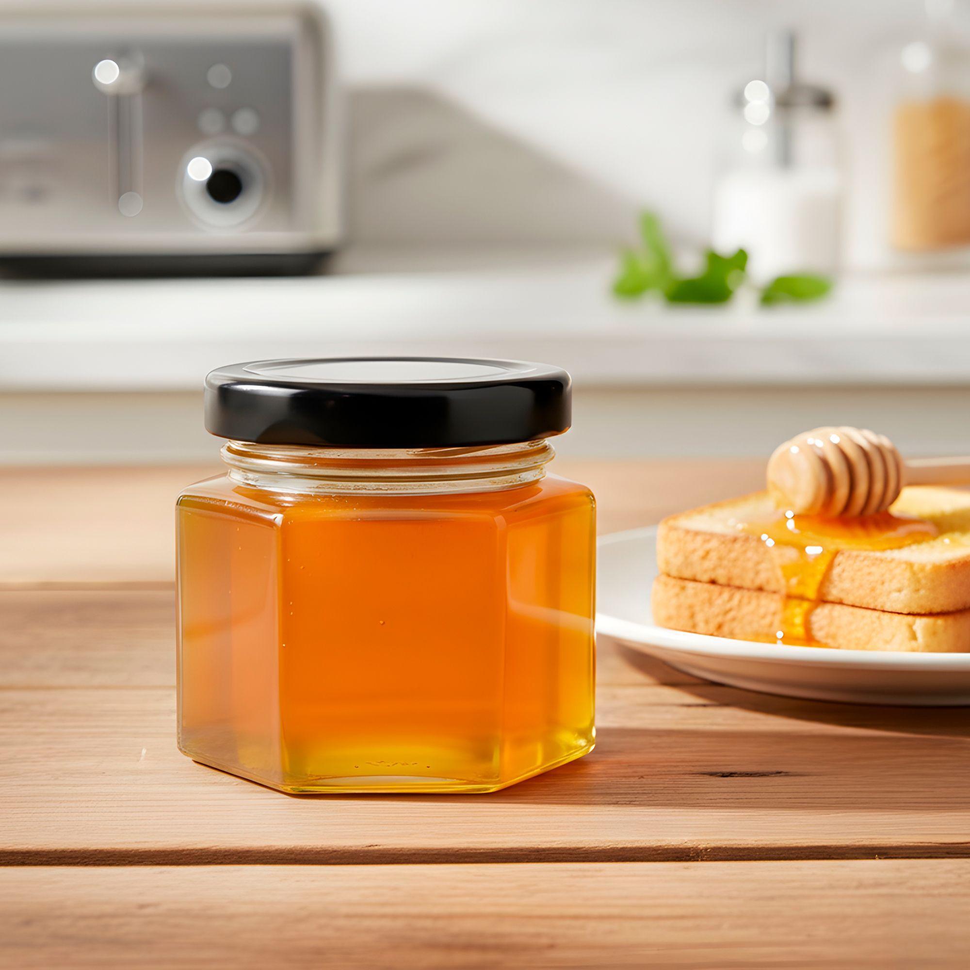 20 Frasco Vidrio Hexagonal Miel 50ml Mermelada Tapa Aluminio-6