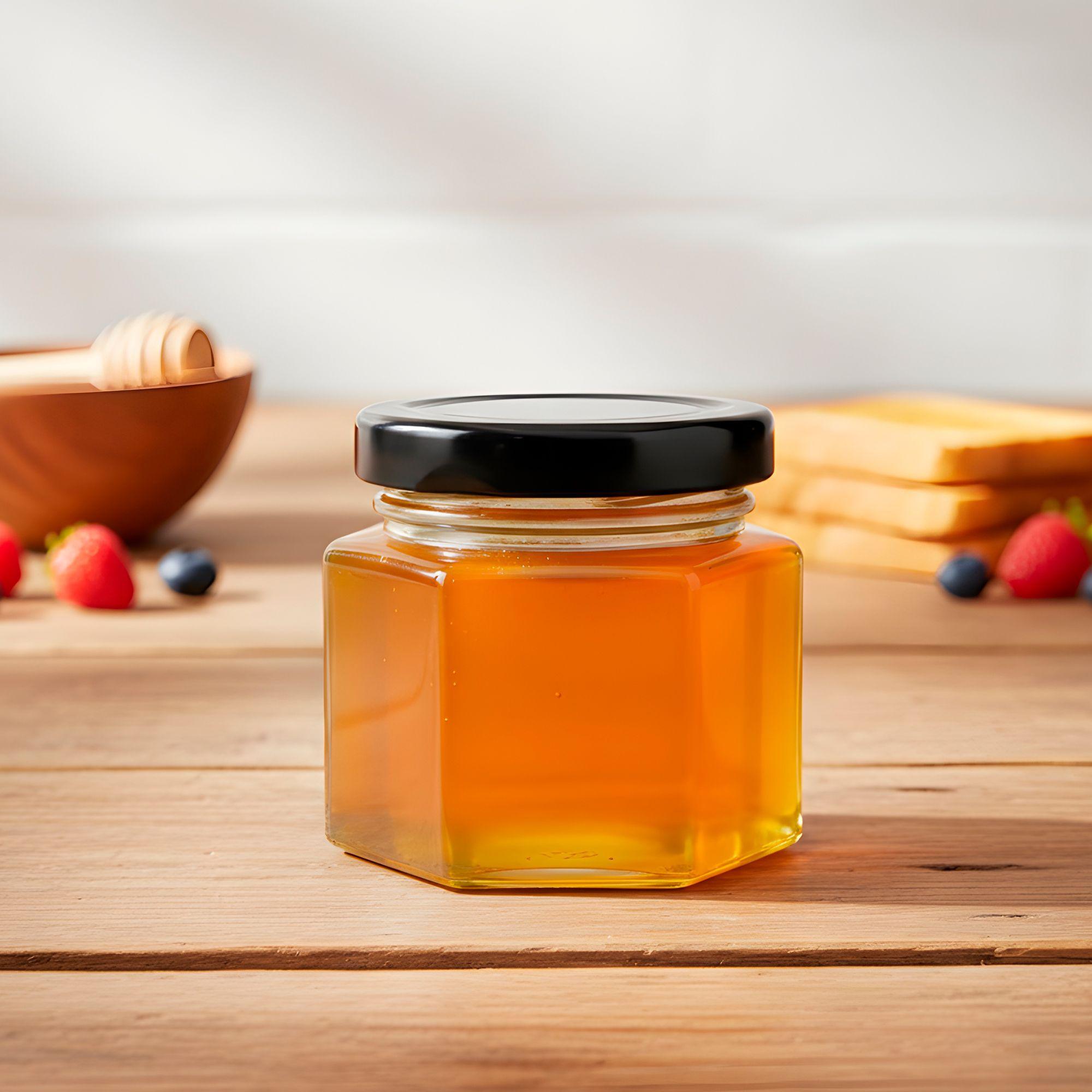 20 Frasco Vidrio Hexagonal Miel 50ml Mermelada Tapa Aluminio-7