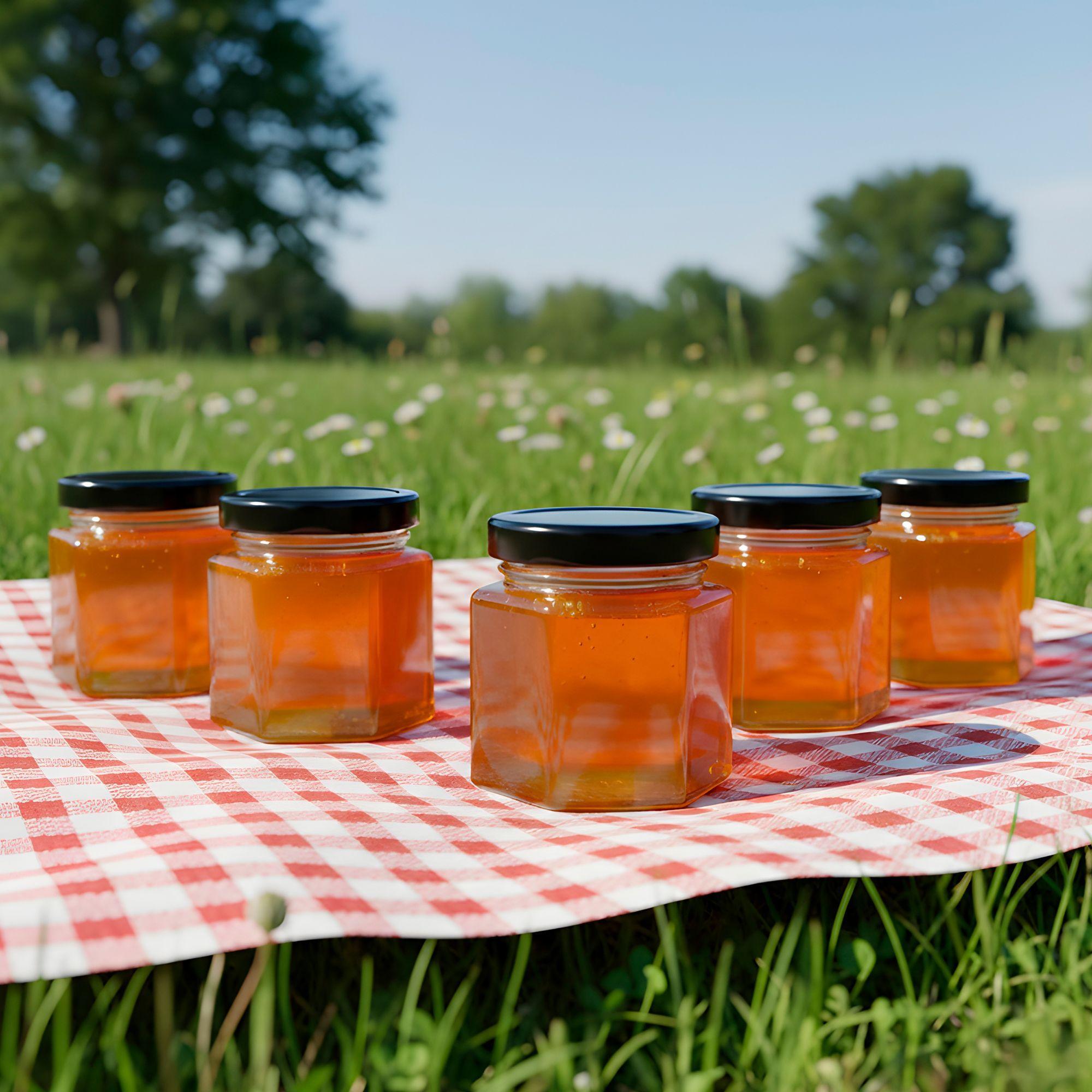 20 Frasco Vidrio Hexagonal Miel 50ml Mermelada Tapa Aluminio-8