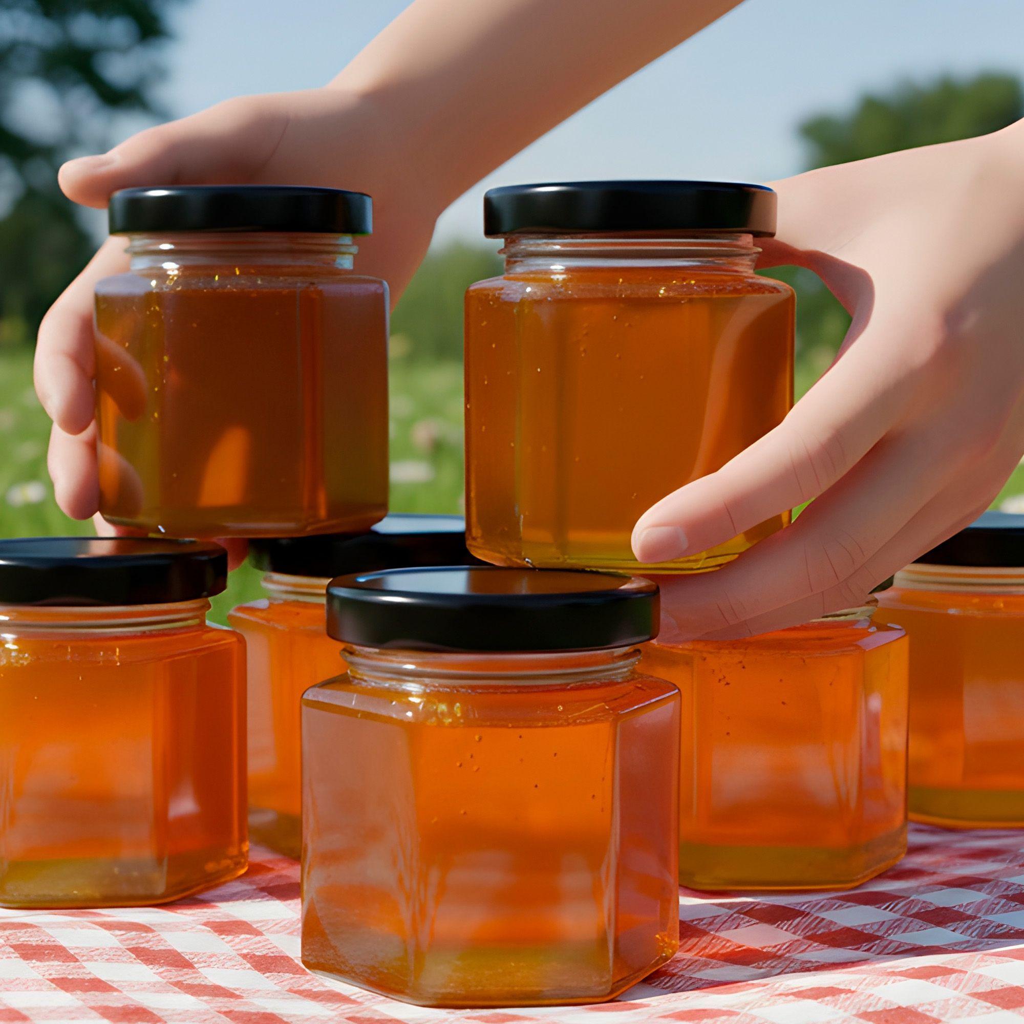 20 Frasco Vidrio Hexagonal Miel 50ml Mermelada Tapa Aluminio-9