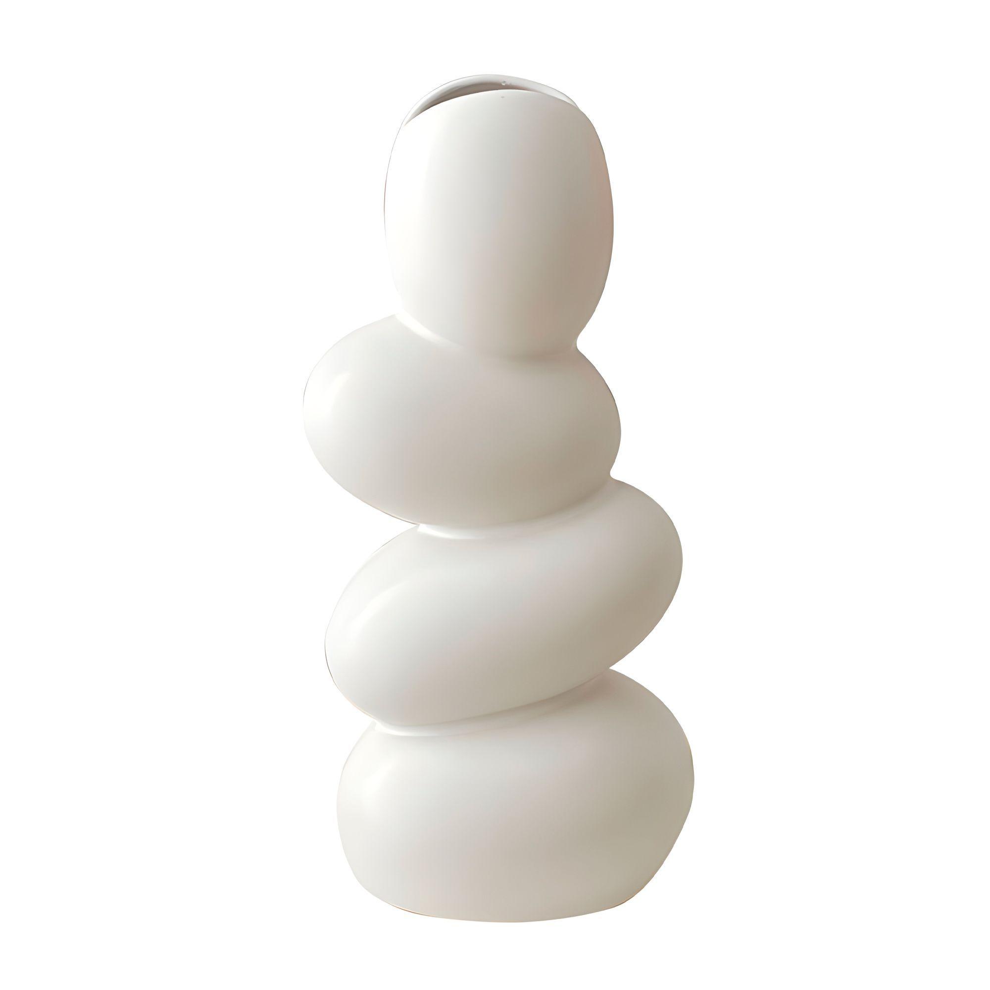 Jardín Florero Cerámica Blanca Piedras Plantas 24 5 X 12cm-0