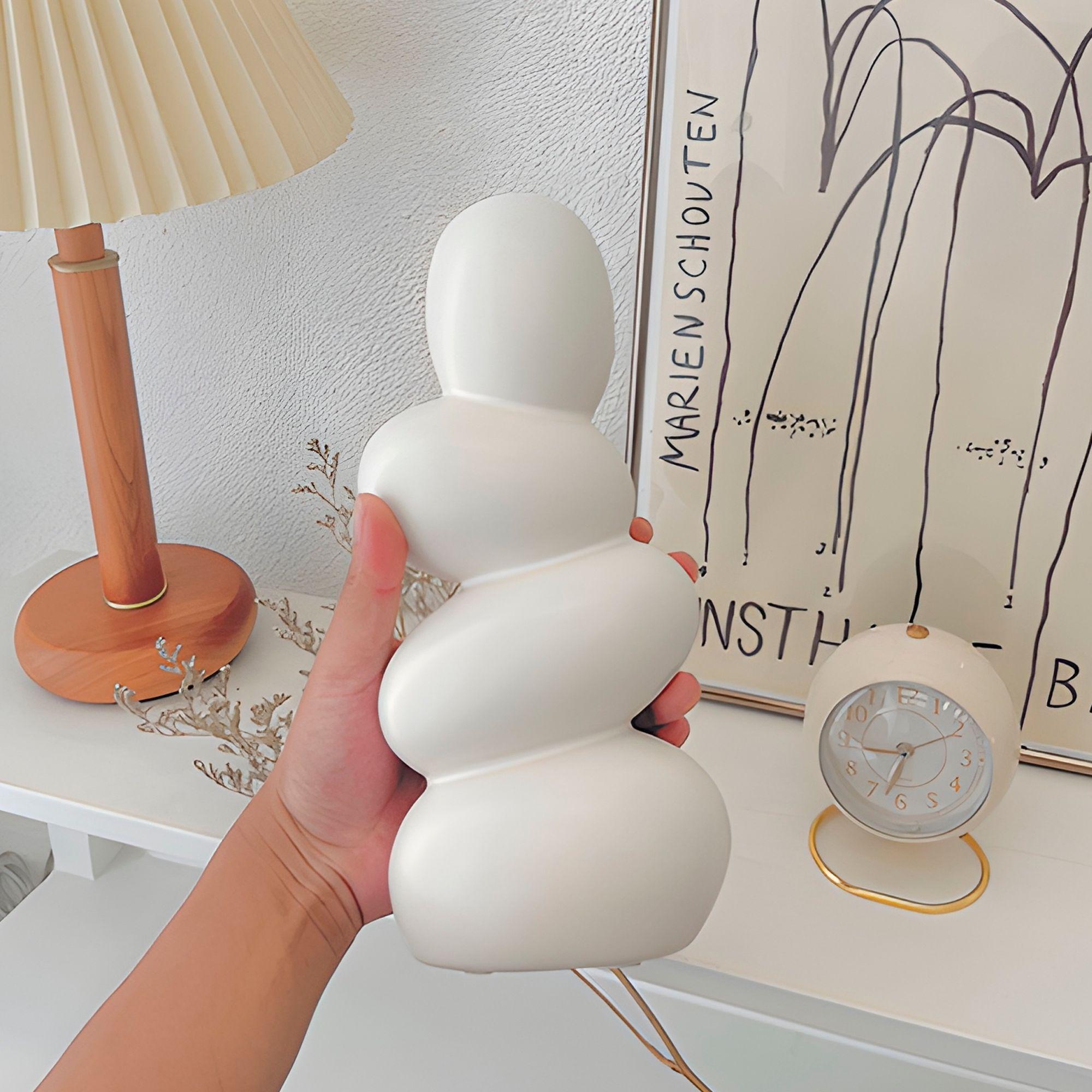 Jardín Florero Cerámica Blanca Piedras Plantas 24 5 X 12cm-5