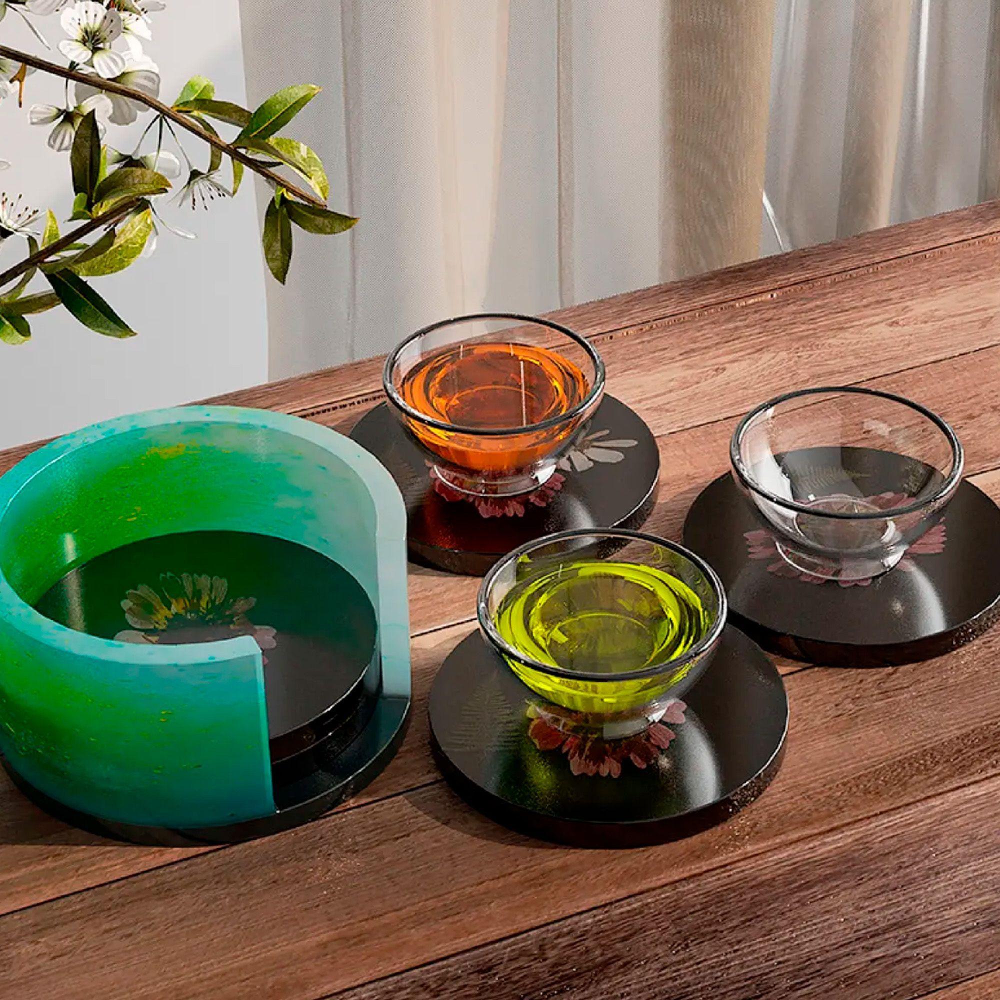 Set 7 Moldes De Silicona Posavasos Con Base Resina Epóxica-2
