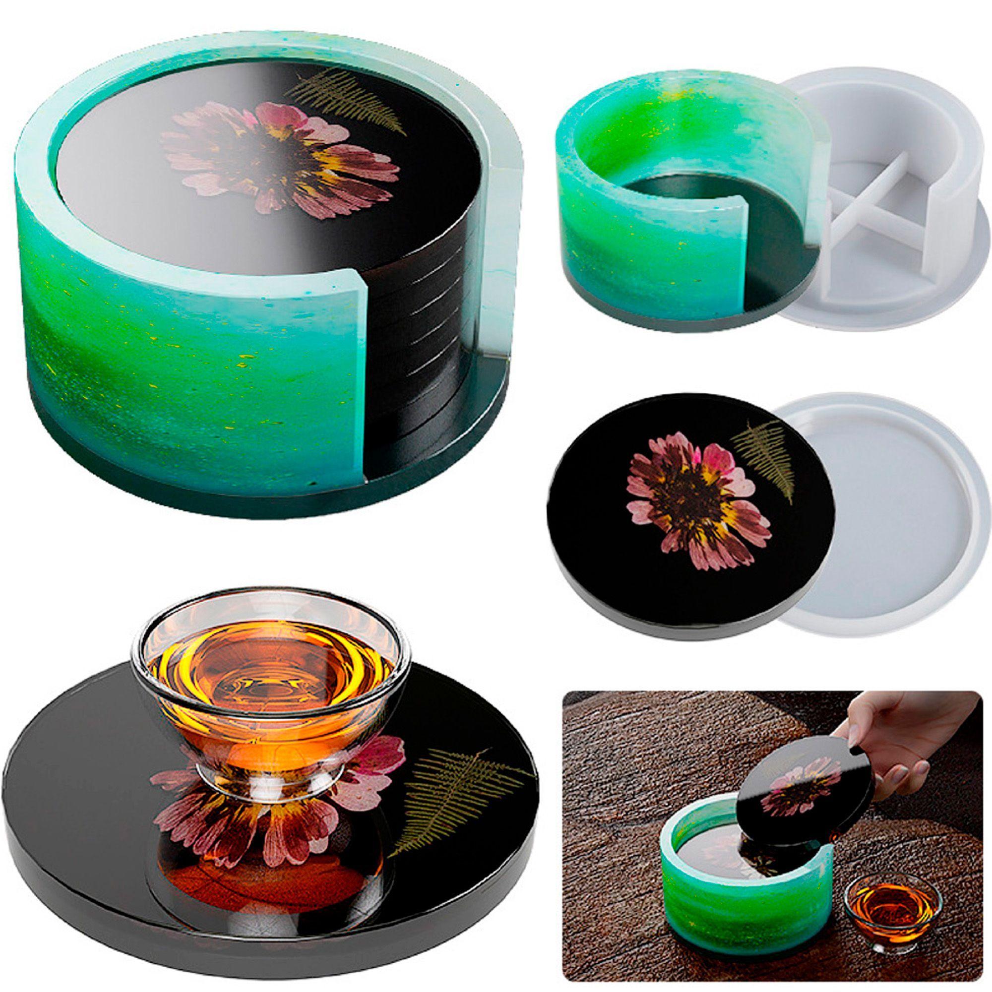 Set 7 Moldes De Silicona Posavasos Con Base Resina Epóxica-3