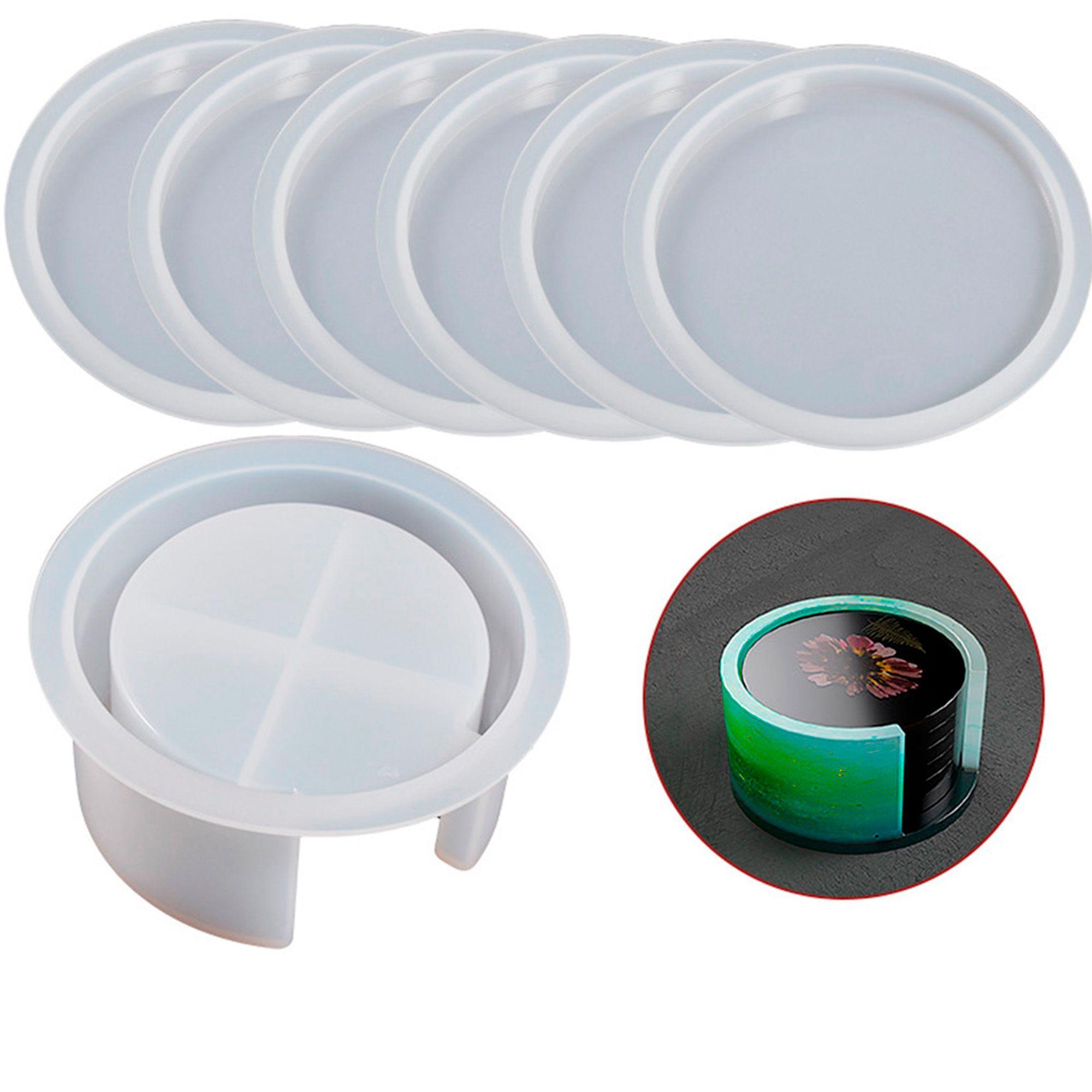 Set 7 Moldes De Silicona Posavasos Con Base Resina Epóxica-4