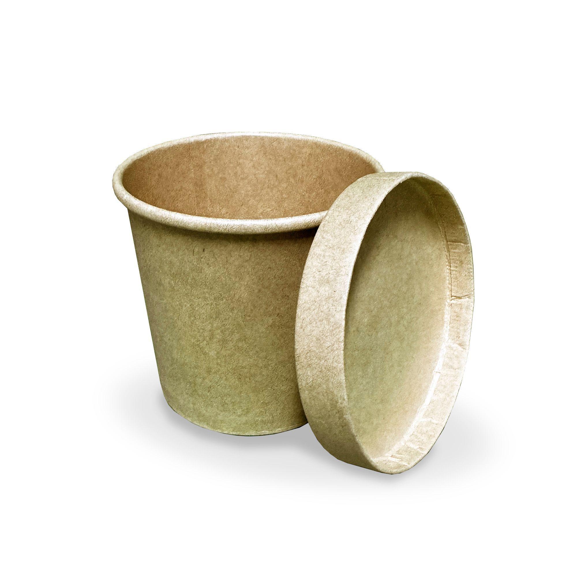Pote Contenedor Recipiente Kraft 32oz Con Tapa Cartón 100u-2
