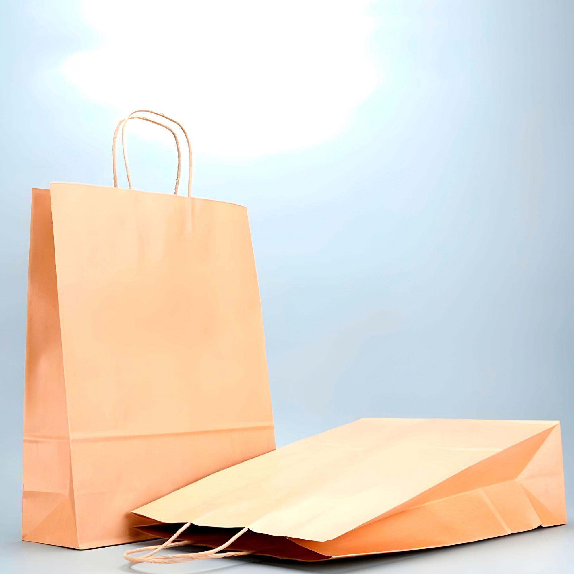 Bolsa Papel Kraft Ecologica Color Marron 28x15x28cm Pack X60-3