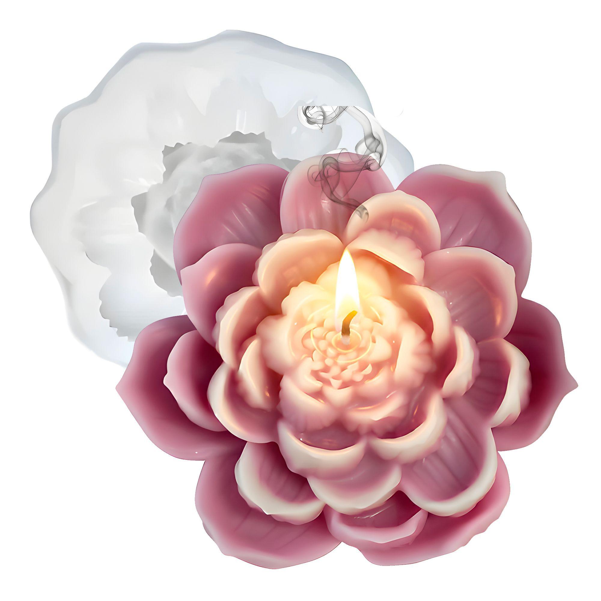 3 Moldes Silicona Flor De Loto Velas 9 X 8 5 Cm-0