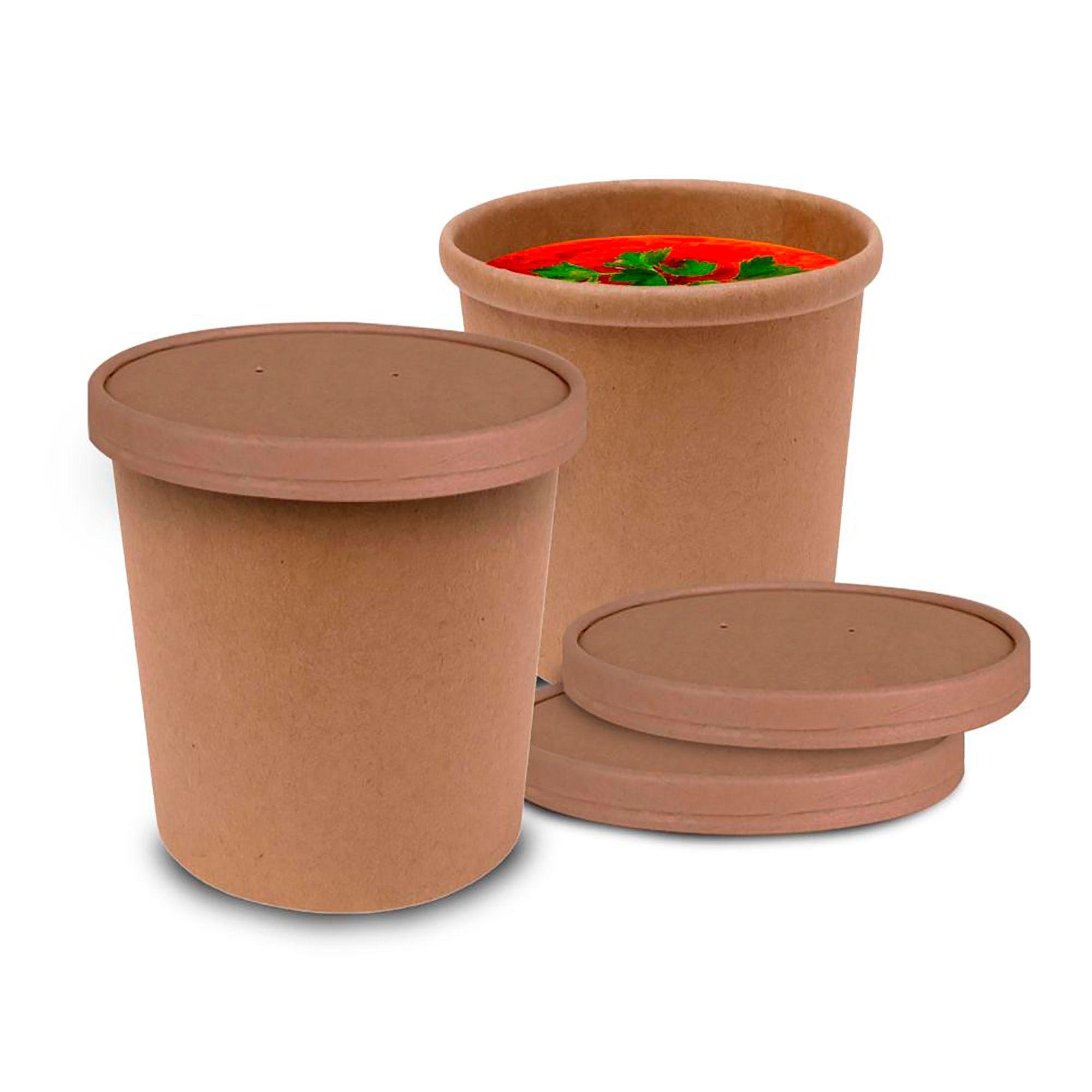 Pote Contenedor Recipiente Kraft 12oz Con Tapa Cartón 30u-0